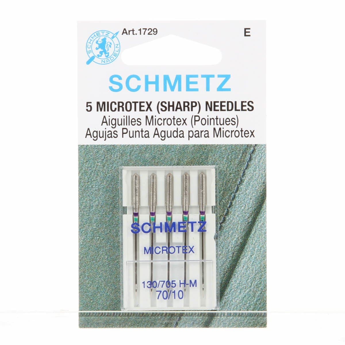 SCHMETZ Microtex Sharp Sewing Machine Needles - Quilting & Topstitching Supplies, Size 70/10, 5-Needle Card, Pack of 1