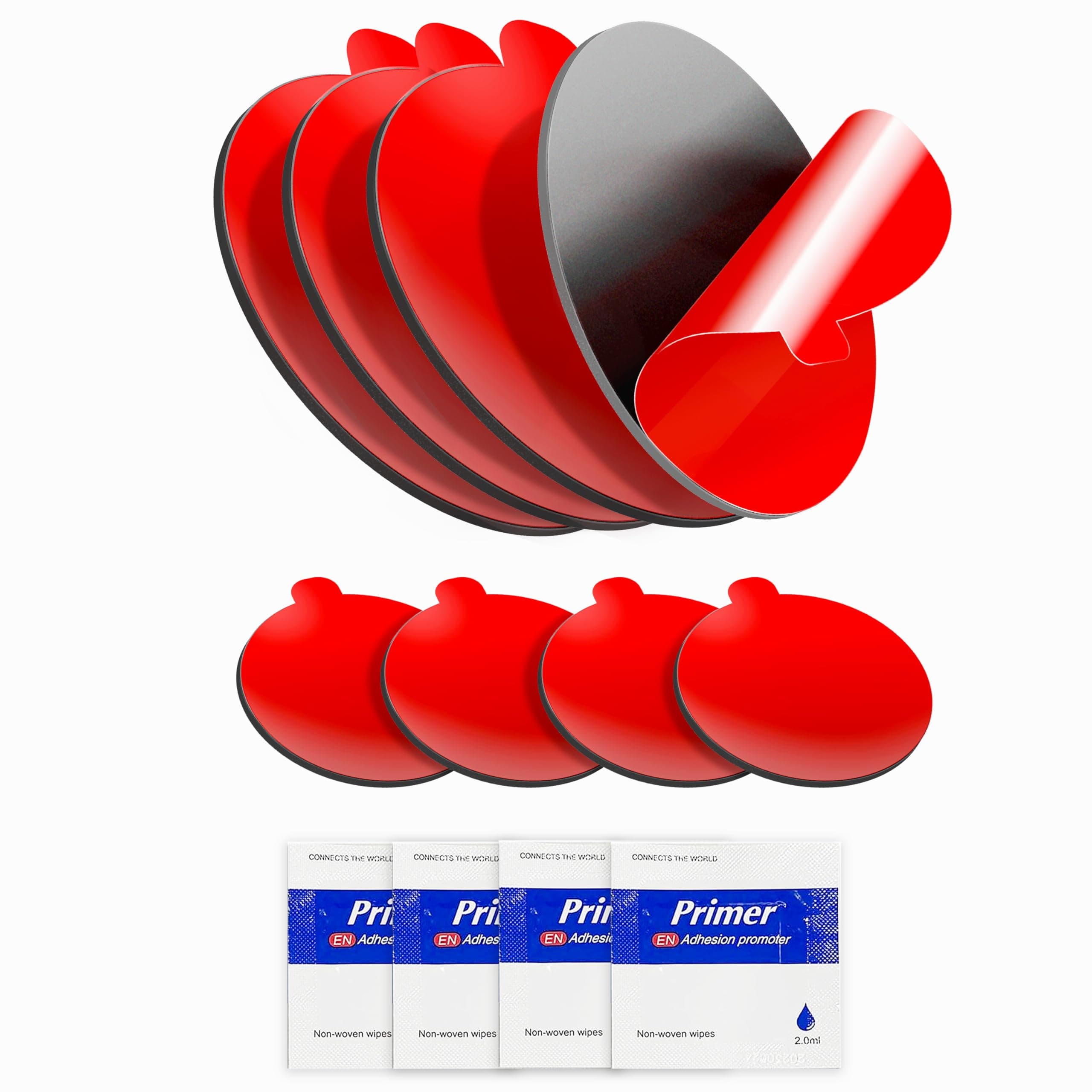 Tapsi Adhesive Replacement Pads – 8-Pack Round High-Bond Double-Sided Mounting Pads (3.15" & 0.91") for Dashboard Discs, Suction Cup Phone Holders, GPS & Magnetic Mounts – Includes Adhesion Promoters