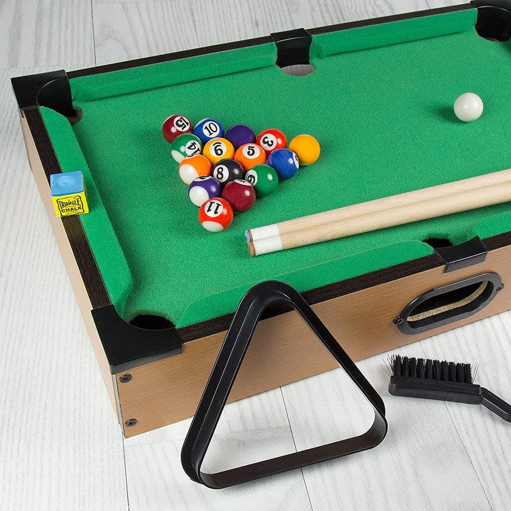 Table Top Pool Game | Full Miniature Set | Kids/Adults/Family | Lightweight & Portable,Super Big Children's Kids Wooden Portable Pool Table by Leomark, Family,Sport Game for Boys Girls