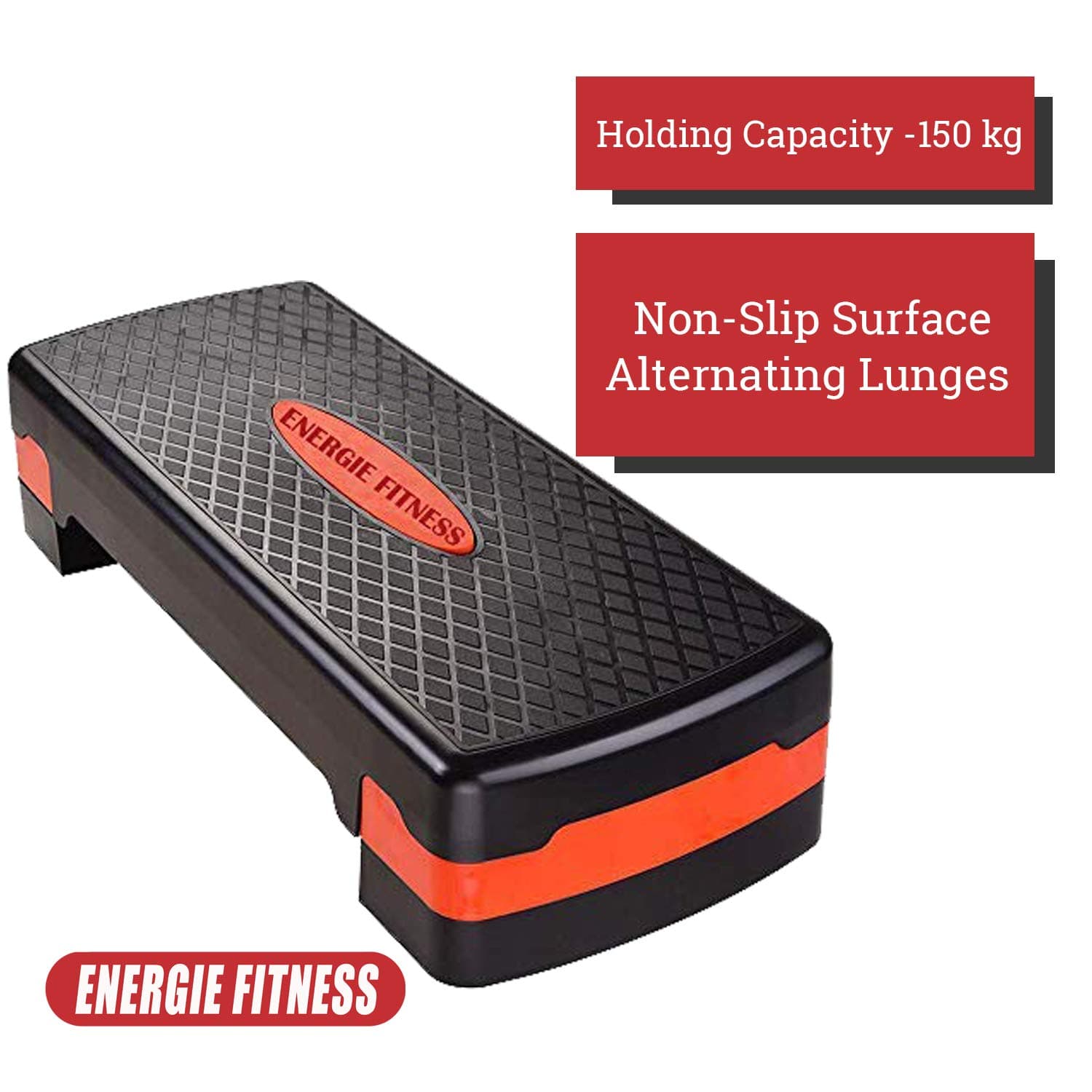 Energie Fitness Adjustable Aerobic Step-Board - Black Color - 2 Height level 10 - 15 CM