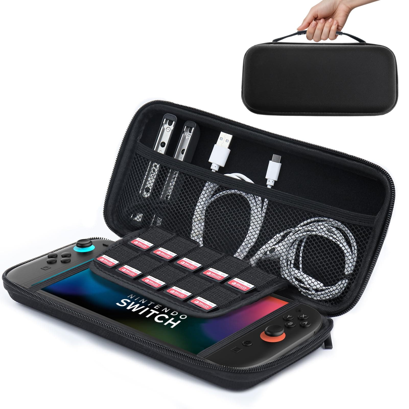 amCase Carrying Case for Nintendo Switch 2 [7.9''] 2025 - Protective Hard Shell Portable Travel Carrying Case Pouch for Switch Console and Accessories (Black)