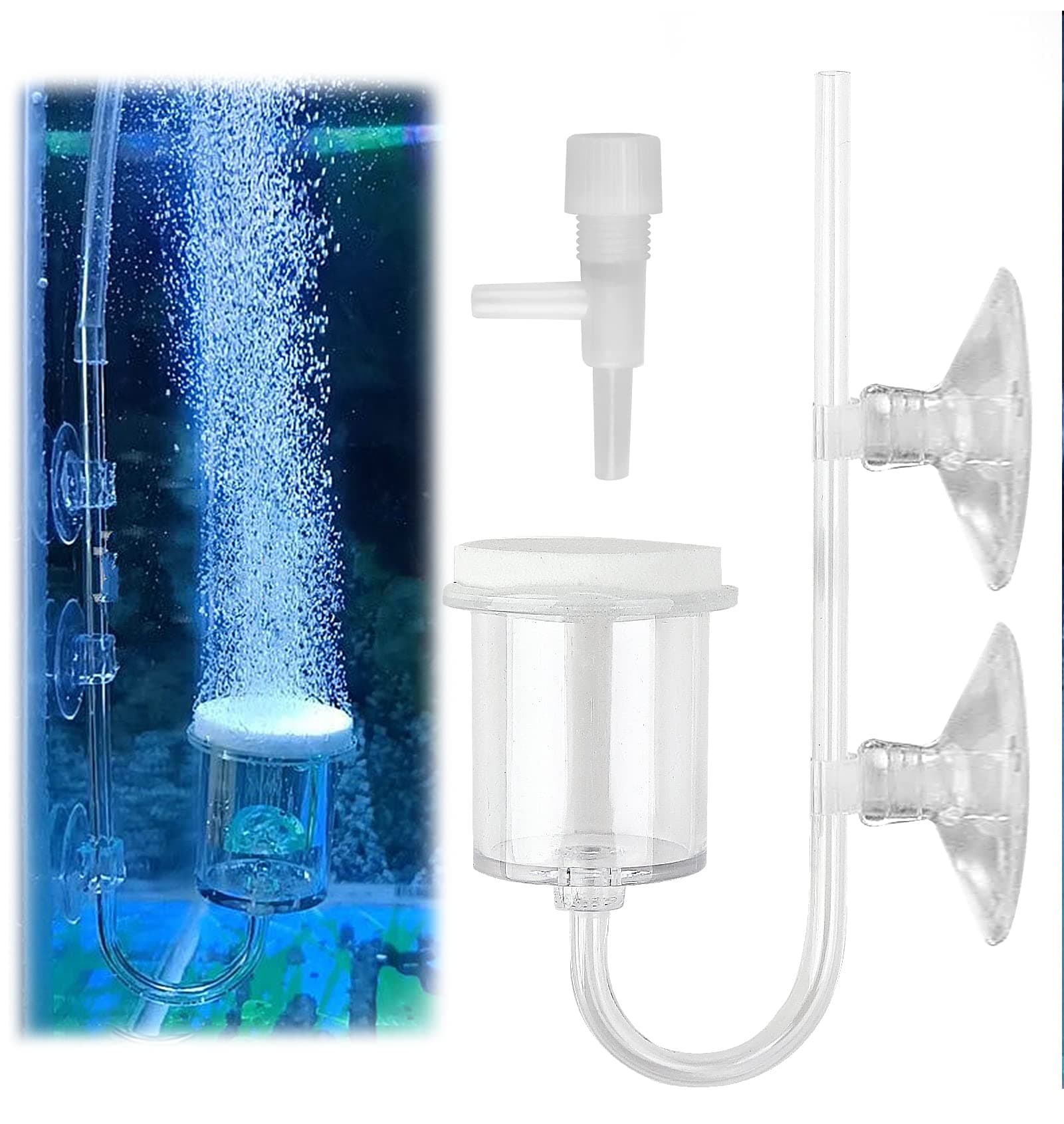 Witwar Aquarium Nano Air Stone, 35 MM Ultra Silent Fish Tank Airstone Aquarium Air Filter Tube Silent Diffusers Dissolved Oxygen Air Refiner Increase oxygen in Fish Tank and Hydroponic Pumps