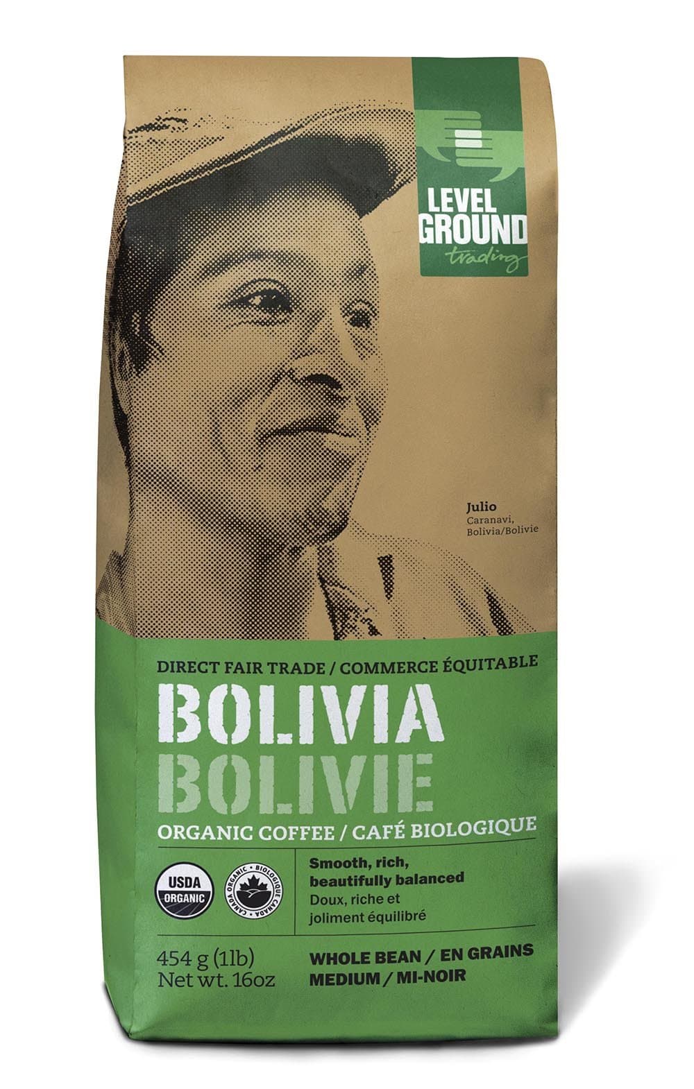 Bolivian Certified Organic Fair Trade Medium Roast Coffee Beans 1 lb 454 g