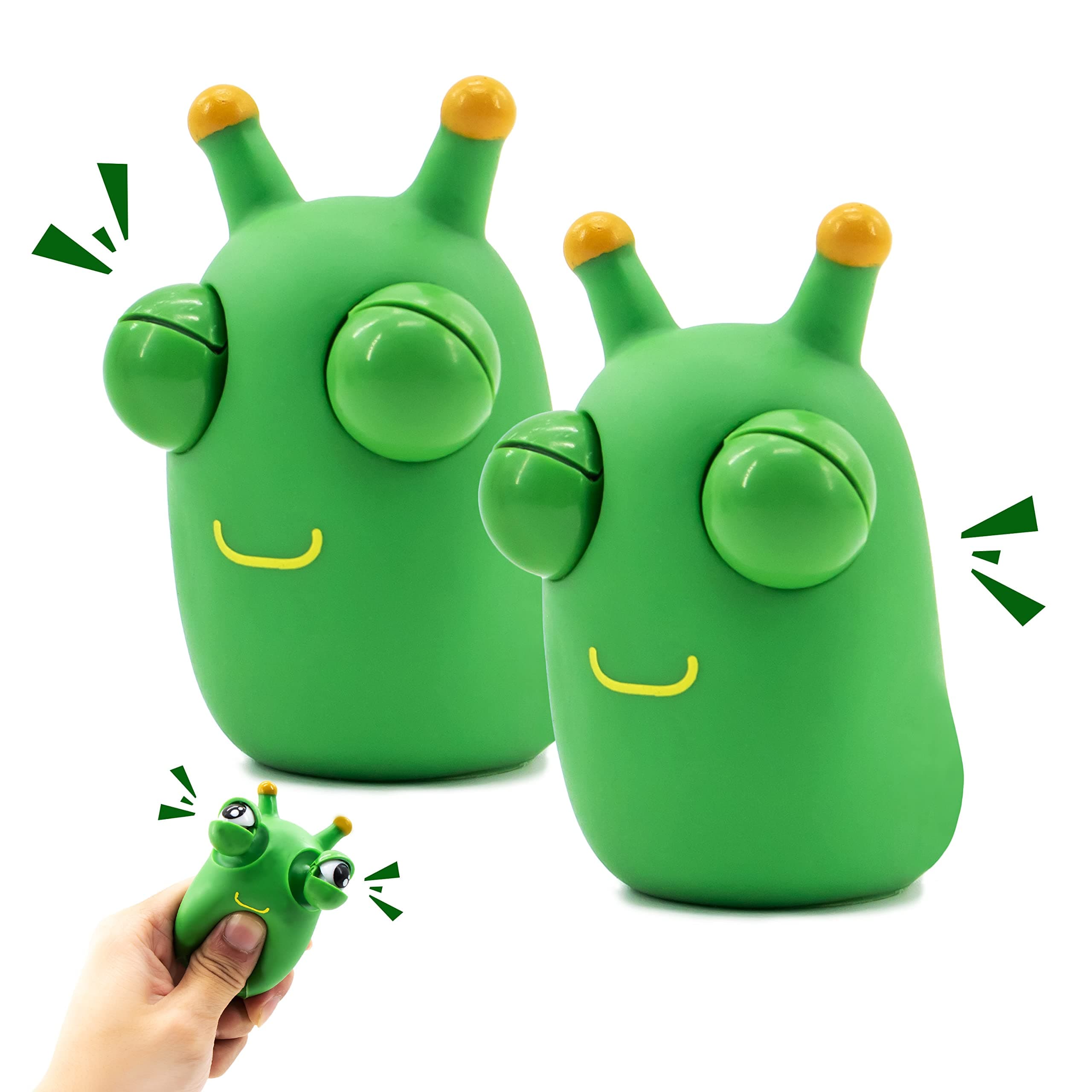 Zayin 2 Pack Green Bug Toys Popping Out Eyes Squeeze Fun Children's Sensory Fidget Toys Used to Relieve Stress,Anxiety,Autism Toy Christmas Birthday Gift