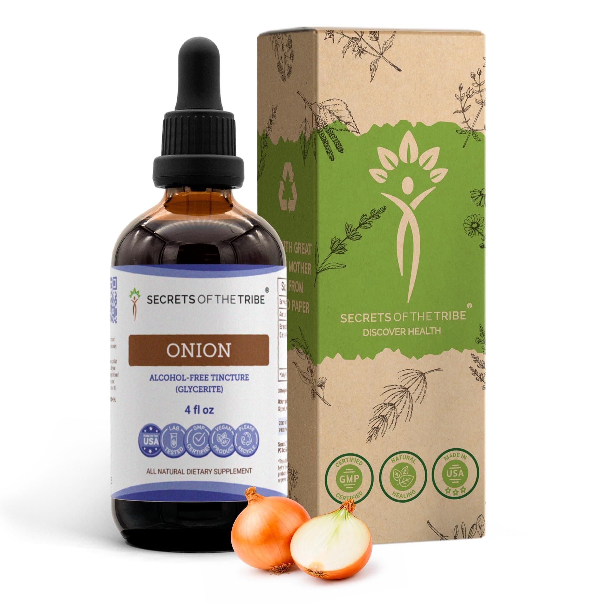 Secrets of the Tribe Onion Alcohol-Free Liquid Extract, Onion (Allium Cepa) Dried Bulb (4 FL OZ)