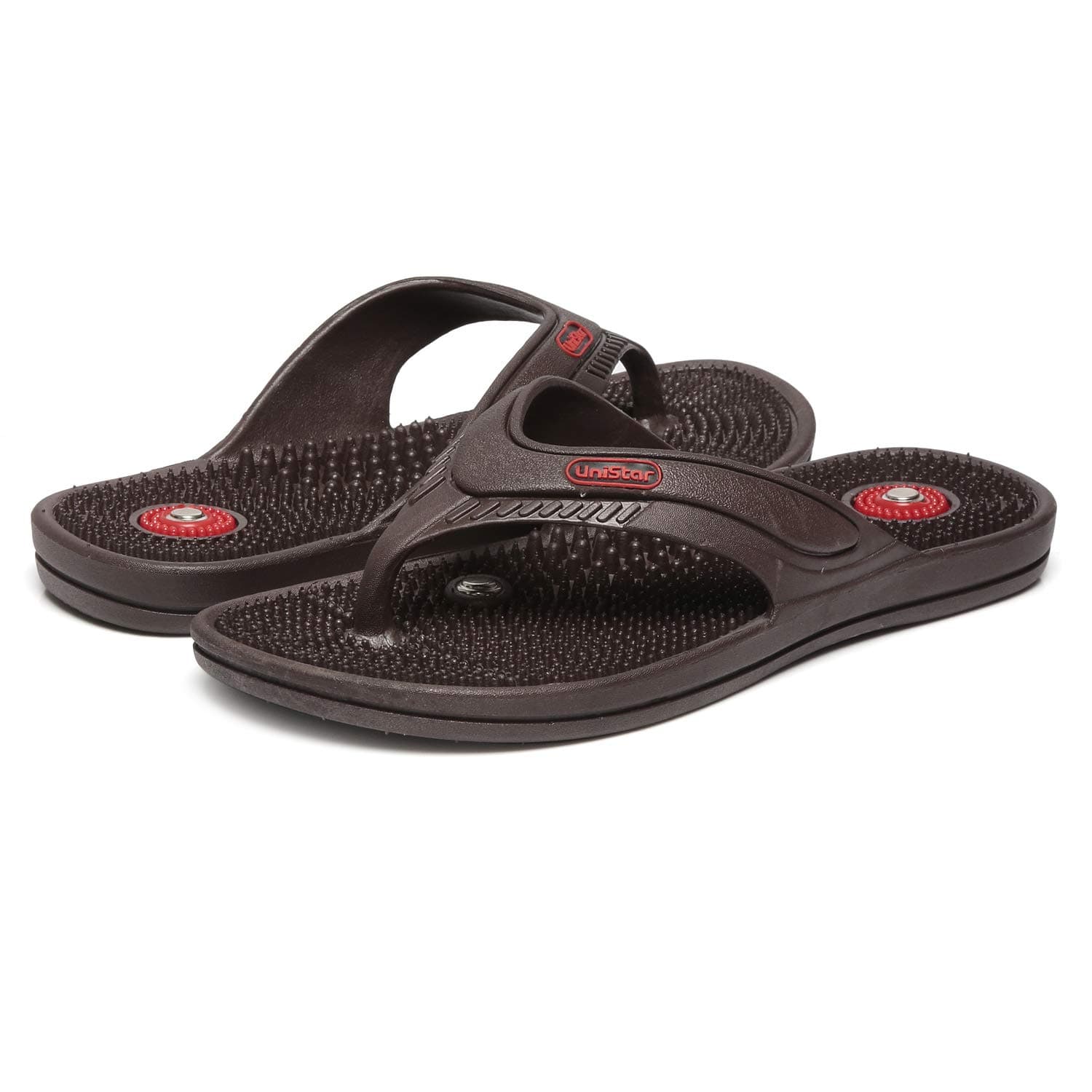 Unistar Acupressure Massage Slipper Men & Women |Magnet Therapy| Controls Blood Pressure Diabetes Sugar| Stimulate Boosts Stamina Energy| Helps in Weight Loss| SAFE Pain Relief (Black, 43)