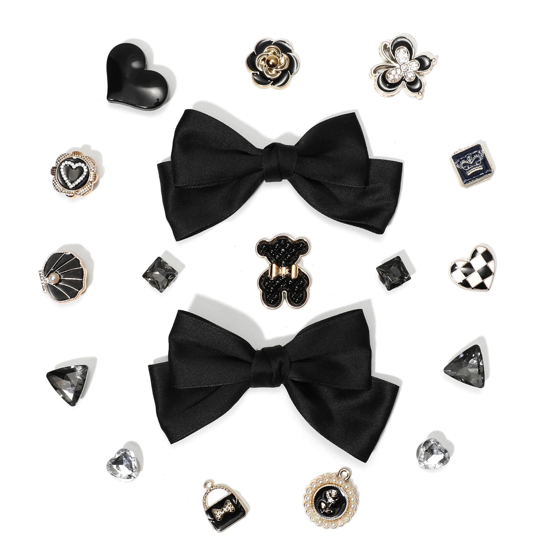 18Pcs Bow Shoe Charms for Women, Bling Rhinestones Shoe Charms Accessories, DIY Shoe Decoration Charms for Clogs Summer Sandals Party Favor