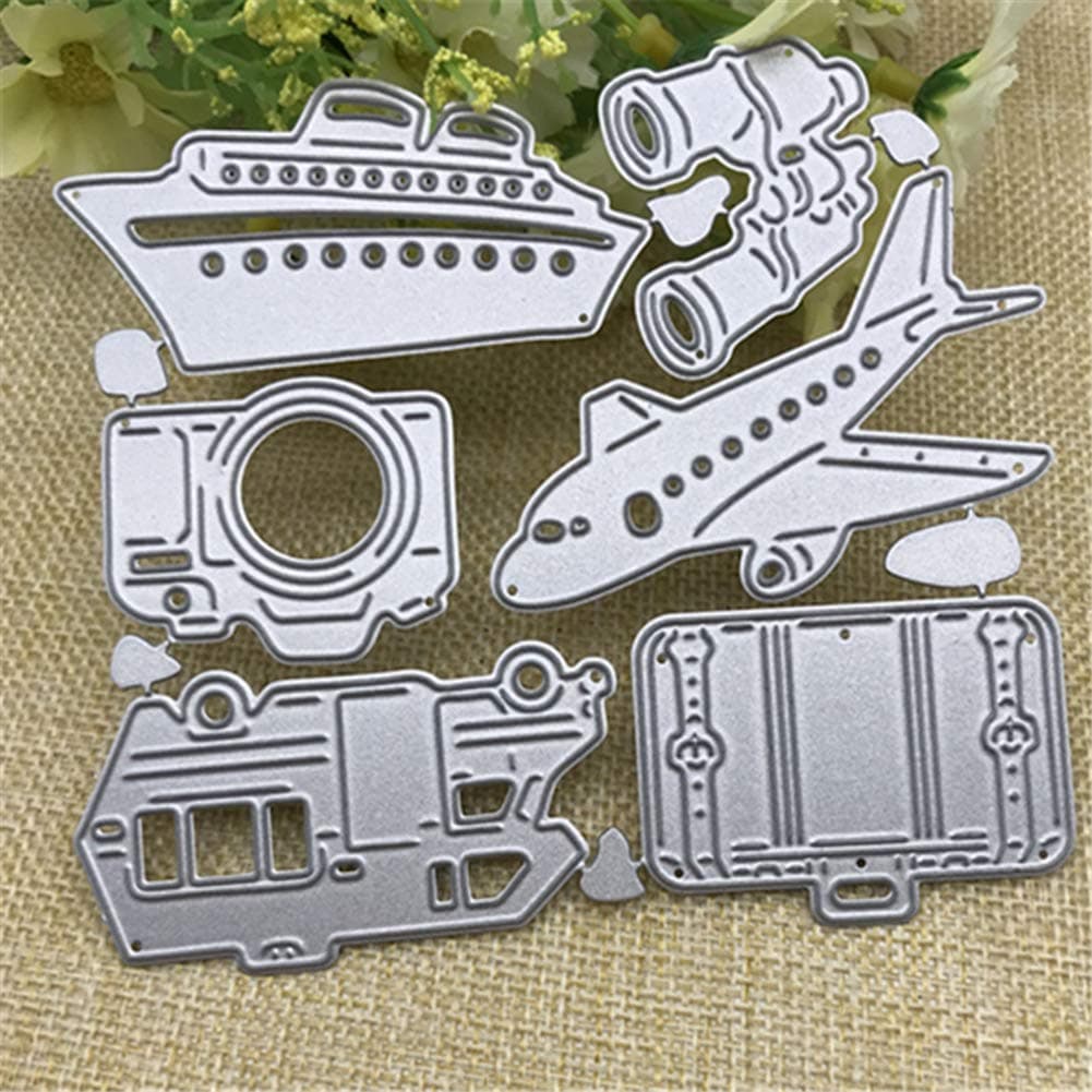 litty089 Cutting Dies, Ship Plane Metal Cutting Dies DIY Scrapbook Emboss Paper Cards Album Art Stencil, Christmas, Halloween Silver