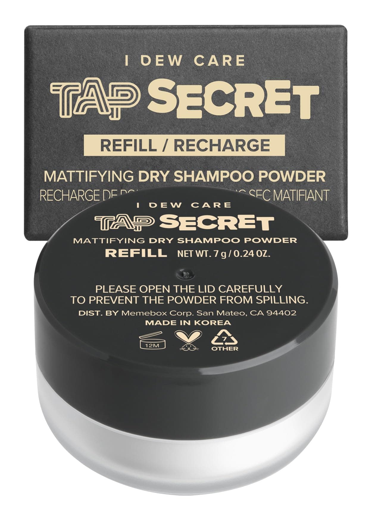 I DEW CARE Tap Secret Dry Shampoo Powder Refill with Biotin | Strengthening & Volumizing, Refillable, Travel size, Non-aerosol, Korean Ginseng, Dry Shampoo for Women, Women Stocking Stuffers, 0.24 Oz