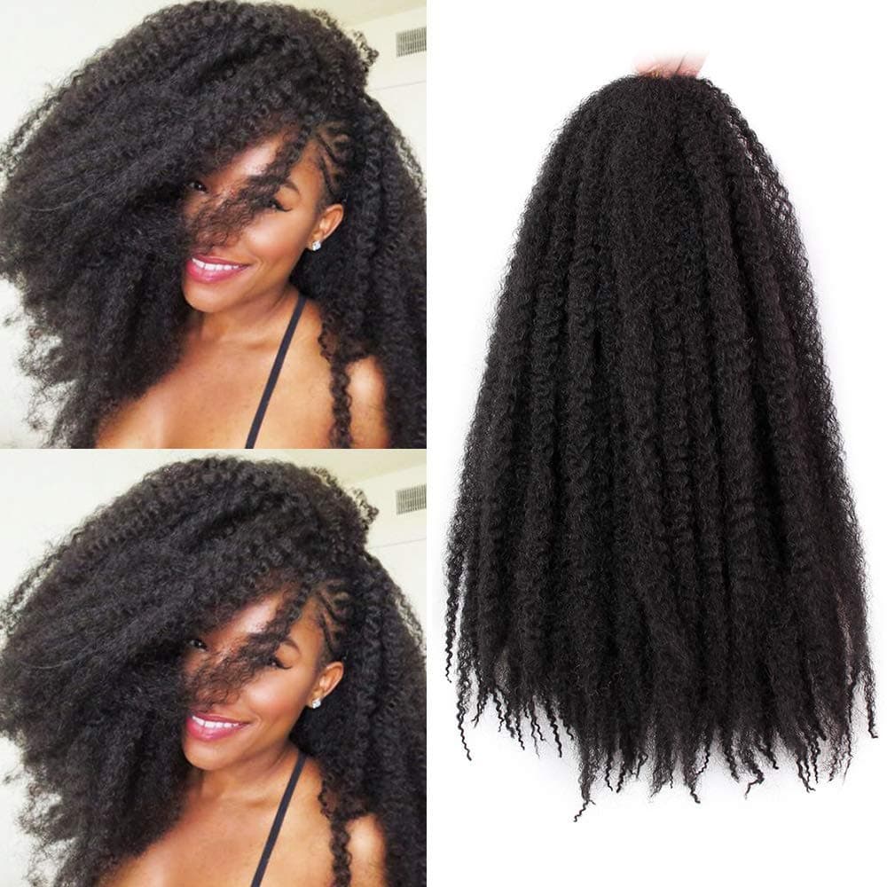 Marley Braiding Hair Synthetic Afro Kinky 3Pcs/Lot Marley Hair for Twists 18 Inch Marley Twist Braiding Hair Extensions (1B#)