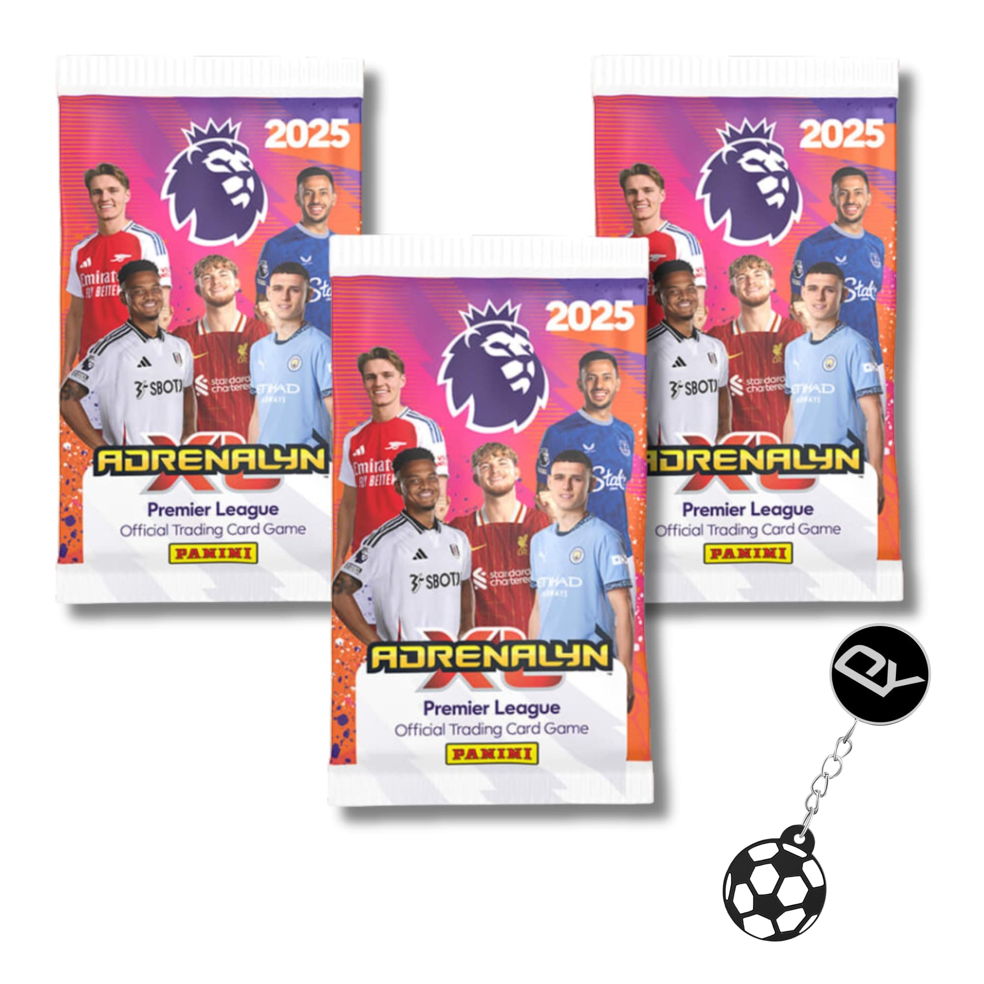 OY GiftsPanini 2024-2025 Bundle – 3X Packs Adrenalyn XL Premier League Collectible Cards + 1 Football Keyring