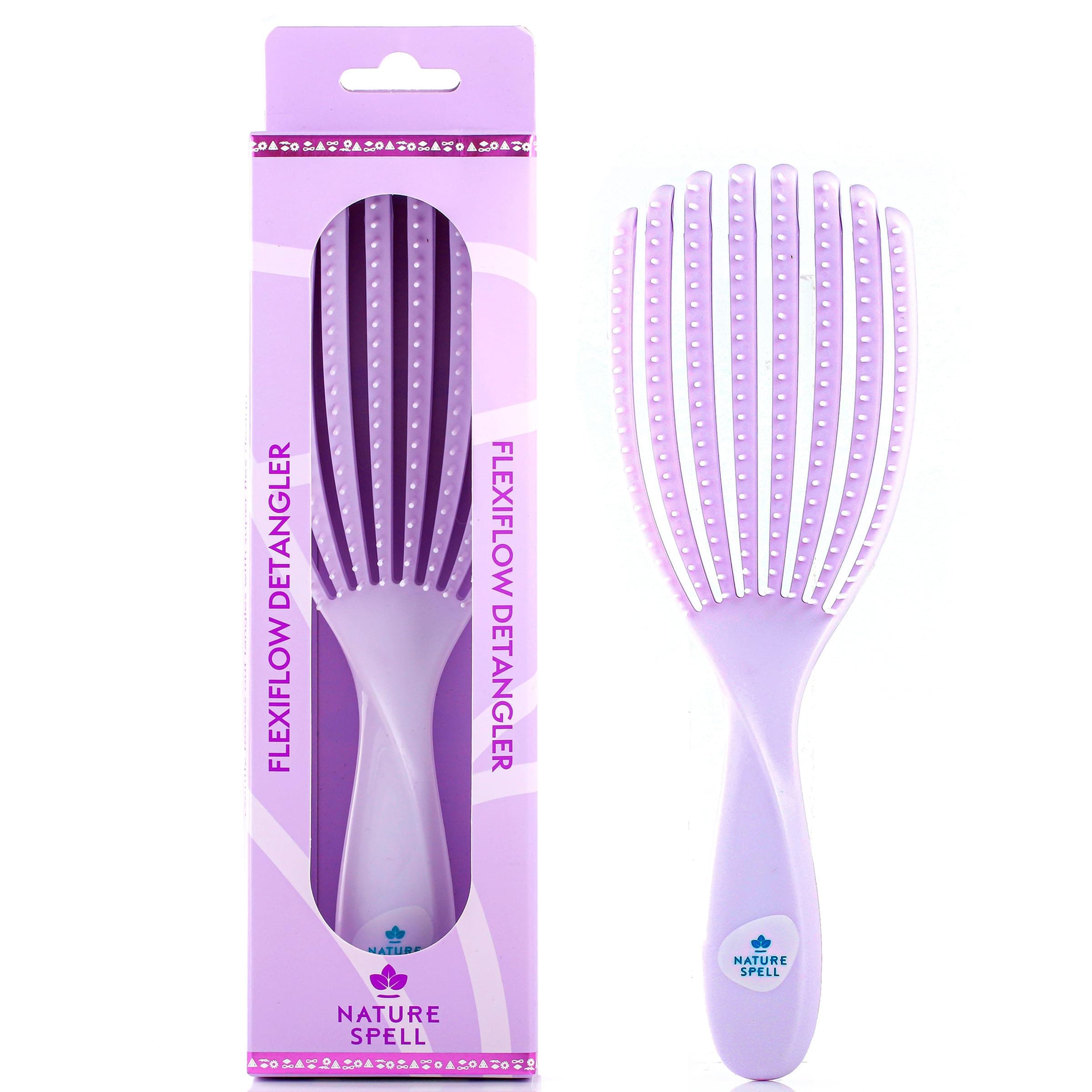 Nature Spell FlexiFlow Detangling Hair Brush, Flexible Strands for Gentle Brushing, Eliminates Knots & Reduces Breakage, Suitable for All Hair Types, Purple