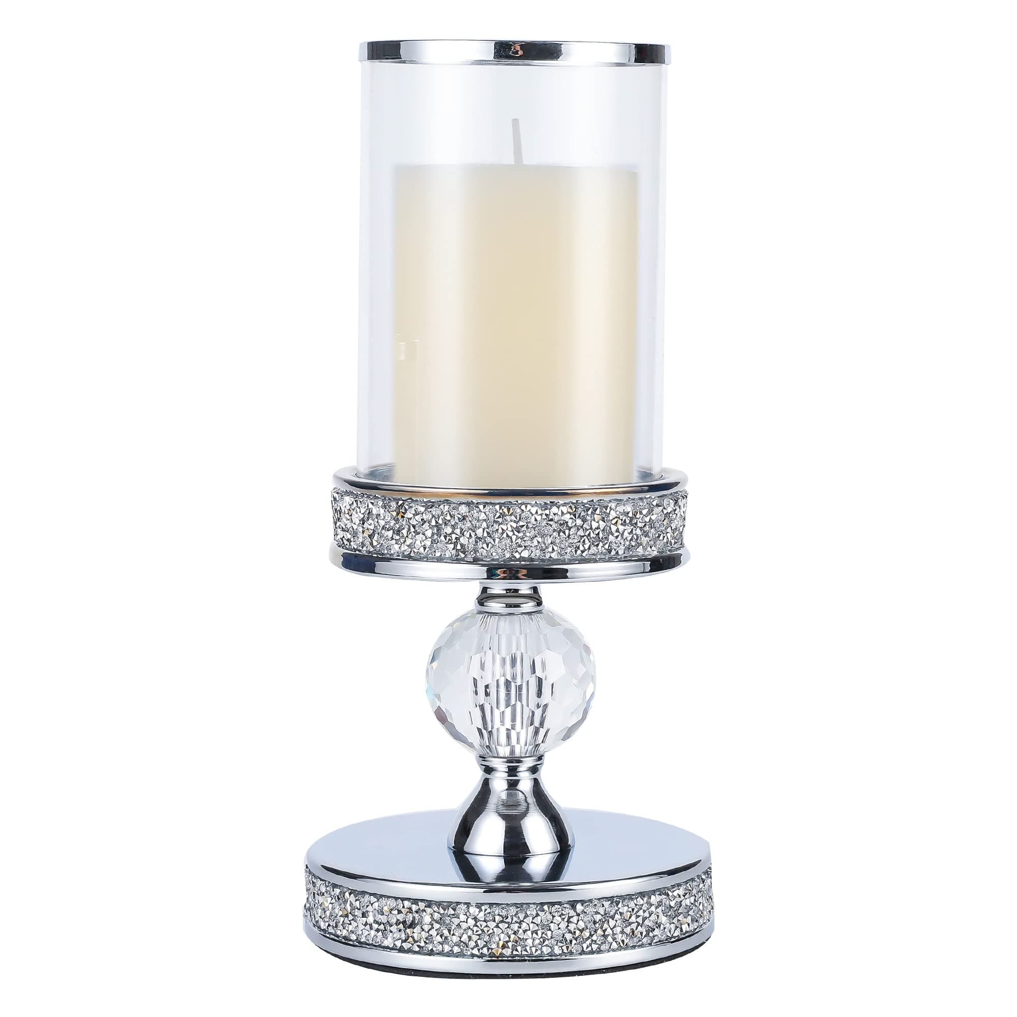 Hanjue Pillar Candle Holders, Silver Candle Holder for Pillar Candle, Candlesticks Holder, for Wedding, Dining Coffee Table, Home Centerpices, Home Decor CH00XS