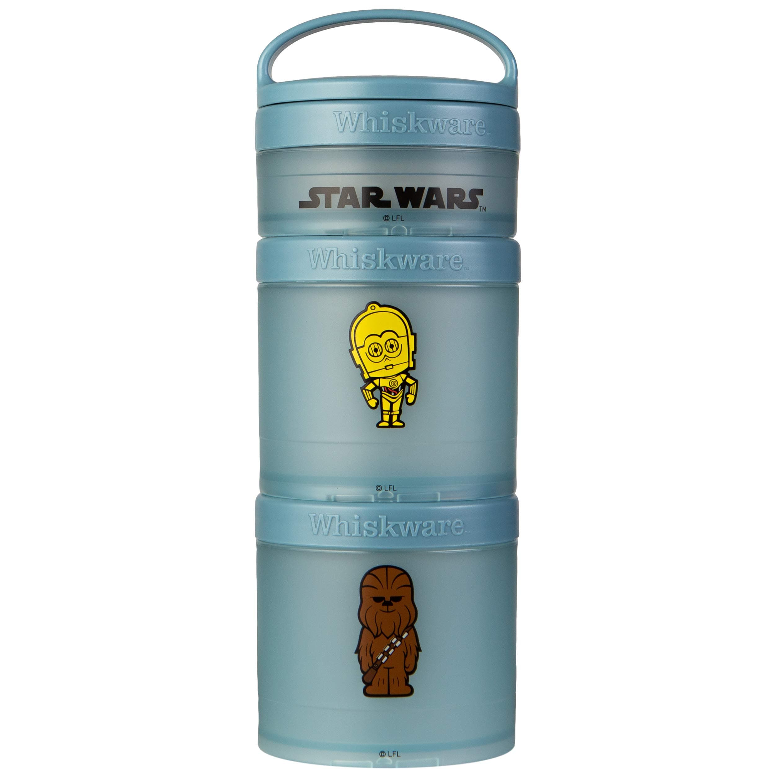 Whiskware Star Wars Stackable Snack Containers for Kids and Toddlers, 3 Stackable Snack Cups for School and Travel, C-3PO and Chewbacca