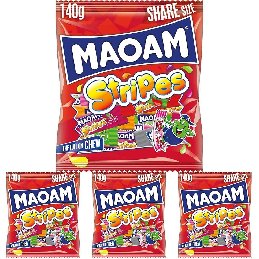 Stripes Fruit Sweets, 140g (Pack of 4)