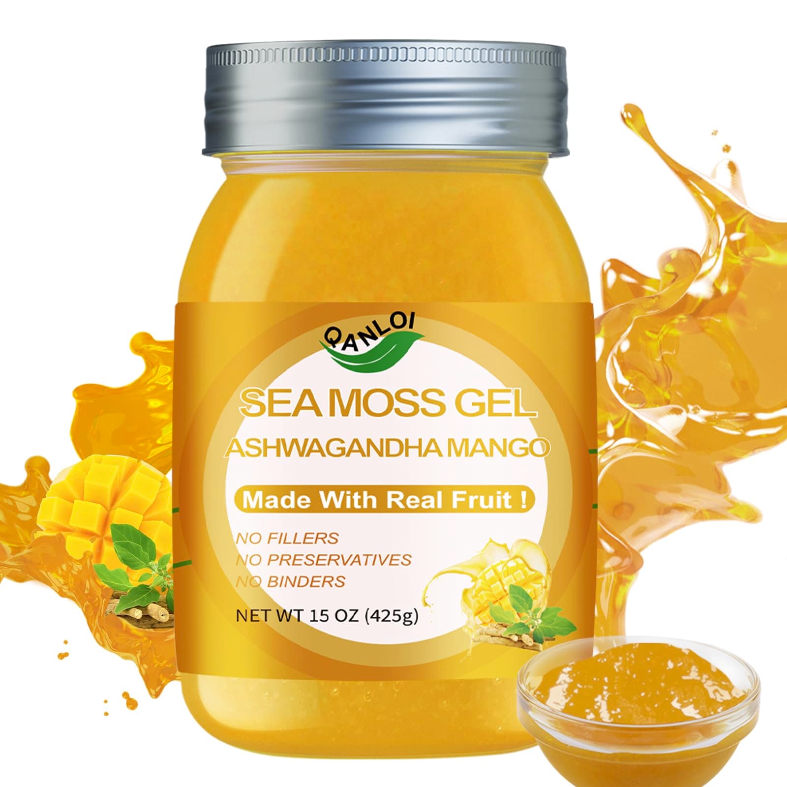 Seamoss Gel,Seamoss with Irish Sea Moss,Sea Moss Supplement-Immune Support-15OZ Sea Moss Advanced (Ashwagandha Mango)