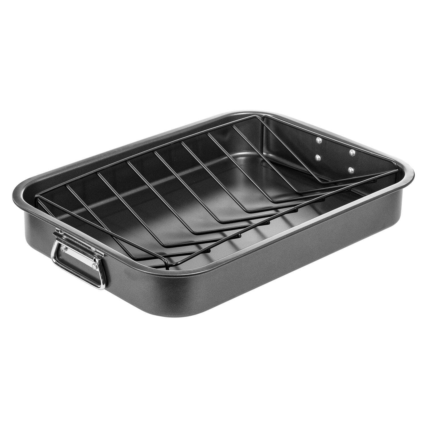 Imperial HomeCarbon Steel Roasting Pan with V Rack, Roaster with Baking Rack, Nonstick Pan, Deep Lasagna Pan, Pans for Cooking, Baking Pans, Cooking Pan, Dishwasher Safe Cookware