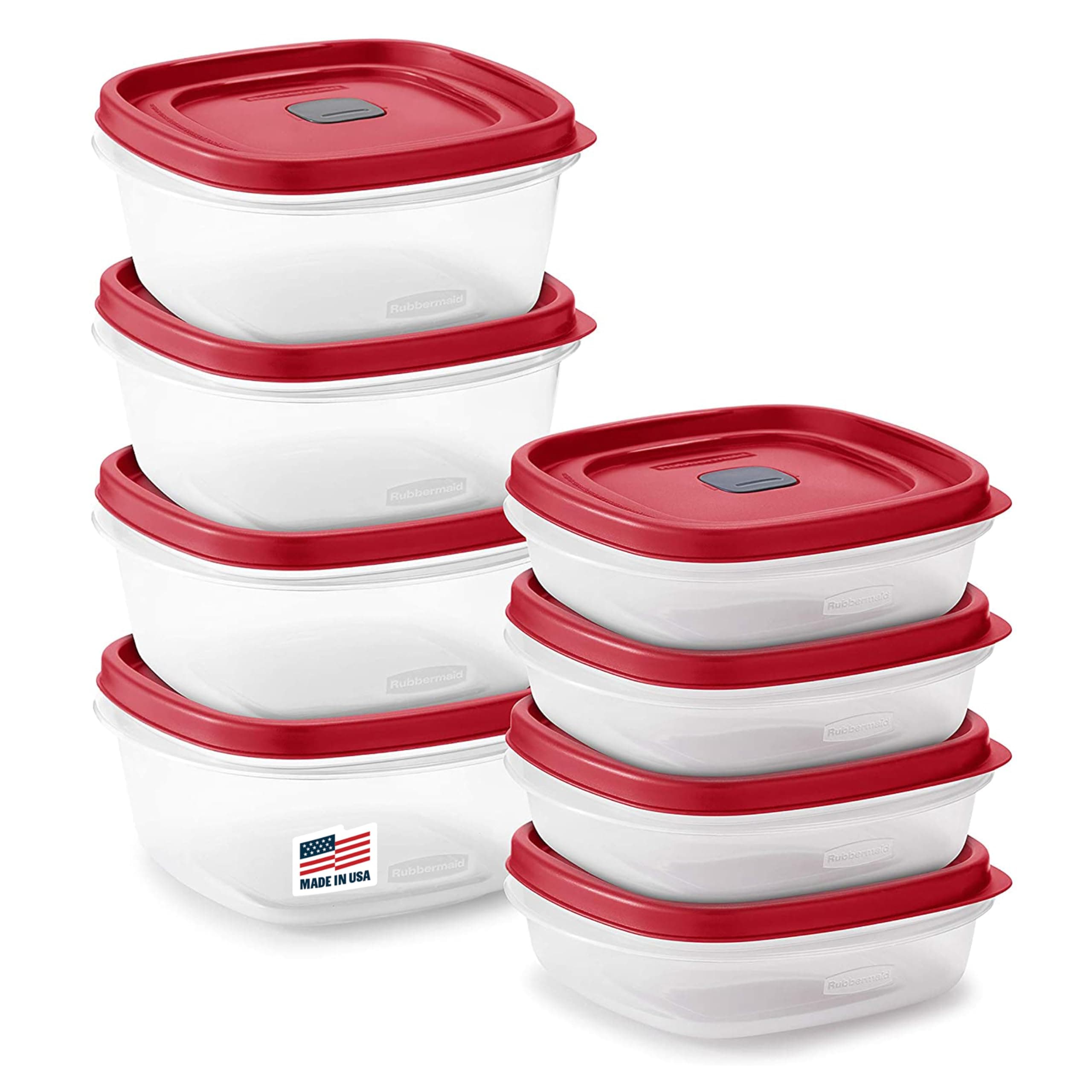 16-Piece Food Storage Containers with Lids and Steam Vents, Microwave and Dishwasher Safe, Red