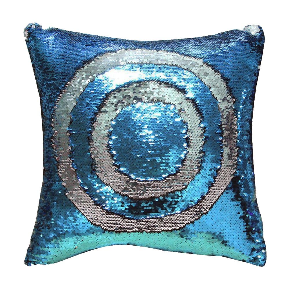 Yamonic Mermaid Pillow Case 16"x16" Magic reversible Sequins Pillow Covers 40x40cm (Blue/Silver)