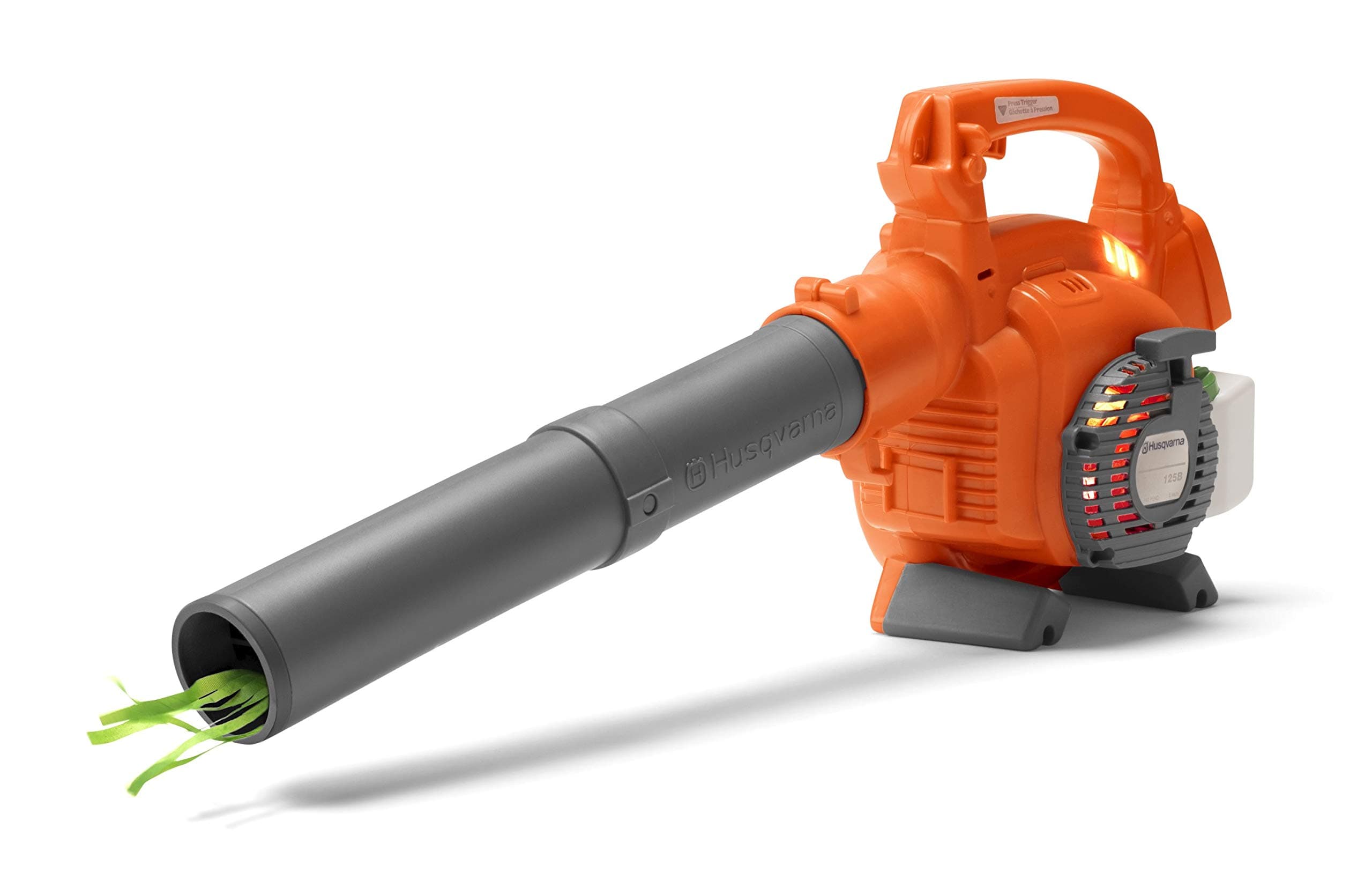 125B Toy Leaf Blower, Light-Up Engine Makes Noise and Blows Out Real Air, Toddler Toys for Ages 3 and Up, Plastic, Orange/Gray, 589746402