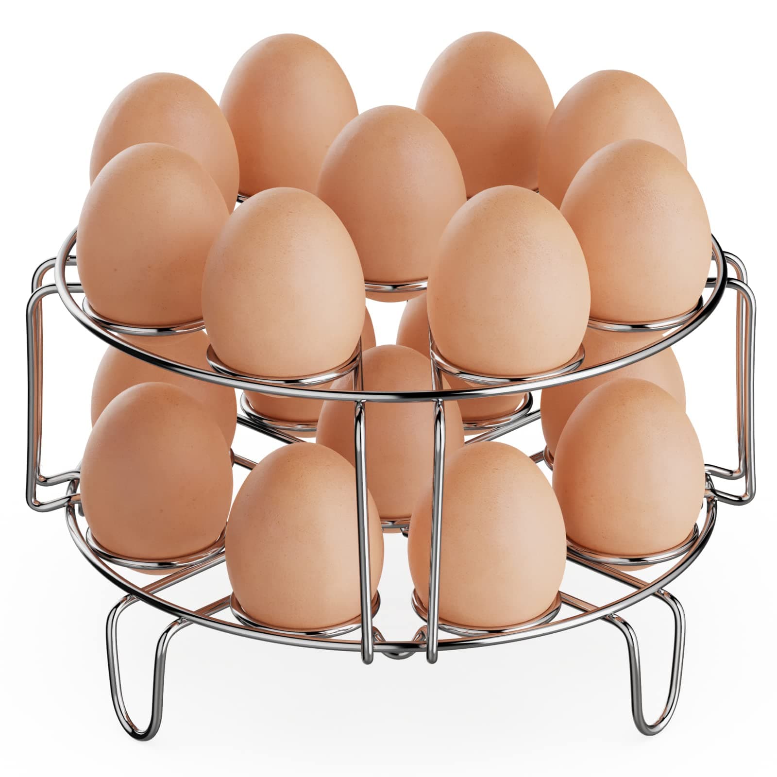 GSlife Egg Steamer Rack - Stainless Steel Trivet for 6, 8 Quart Pressure Cooker, Compatible for Instant Pot Accessories, Cooks 18 Eggs, Stackable Steaming Holders for Eggs, 2 Packs