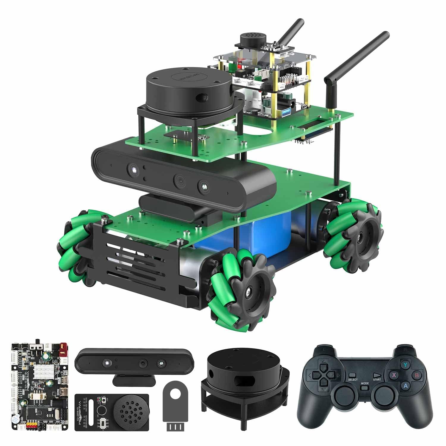 ROS2 Robot Lidar Mapping Navigation Mecanum Wheel Python Programming Learn Explore Robotic Kit Docker Adult AI Robot APP Remote Control
