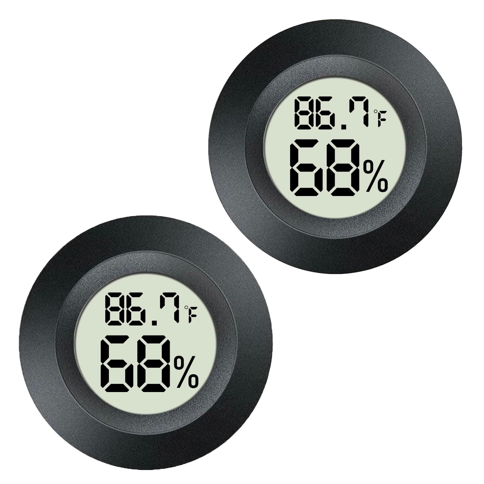 2 Pack Mini Digital Hygrometer Gauge Indoor Thermometer, LCD Monitor Temperature Outdoor Humidity Meter for Greenhouse Jars Incubators Guitar Case, Fahrenheit (℉) or Celsius(℃)