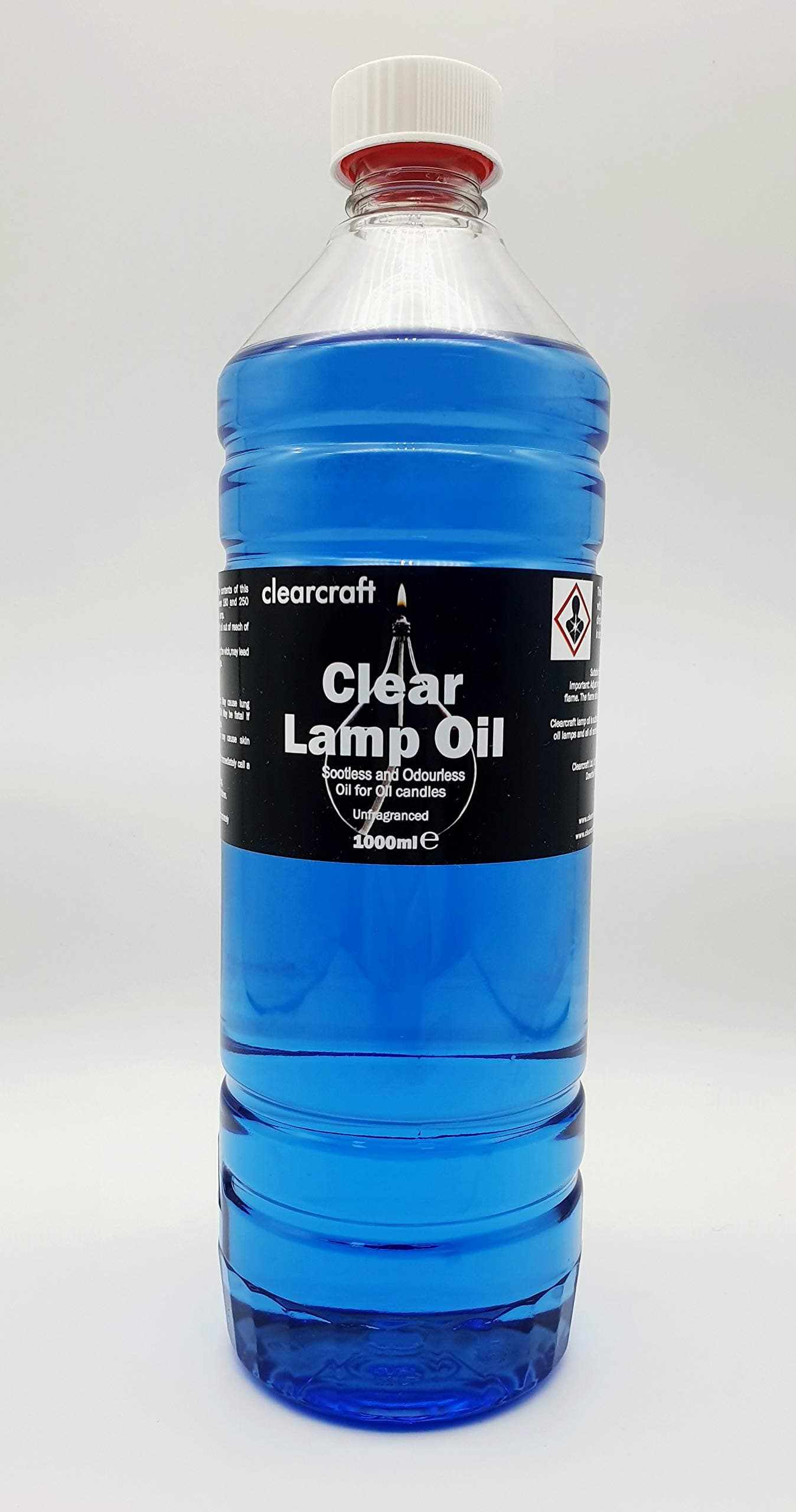 SMOKELESS, ODOURLESS COLOURED LAMP OIL - 1 LITRE - FREE FUNNEL - PERFECT FOR USE WITH MODERN OIL CANDLES, TRADITIONAL OIL LAMPS BOTH INDOOR AND OUTDOOR USE (BLUE)
