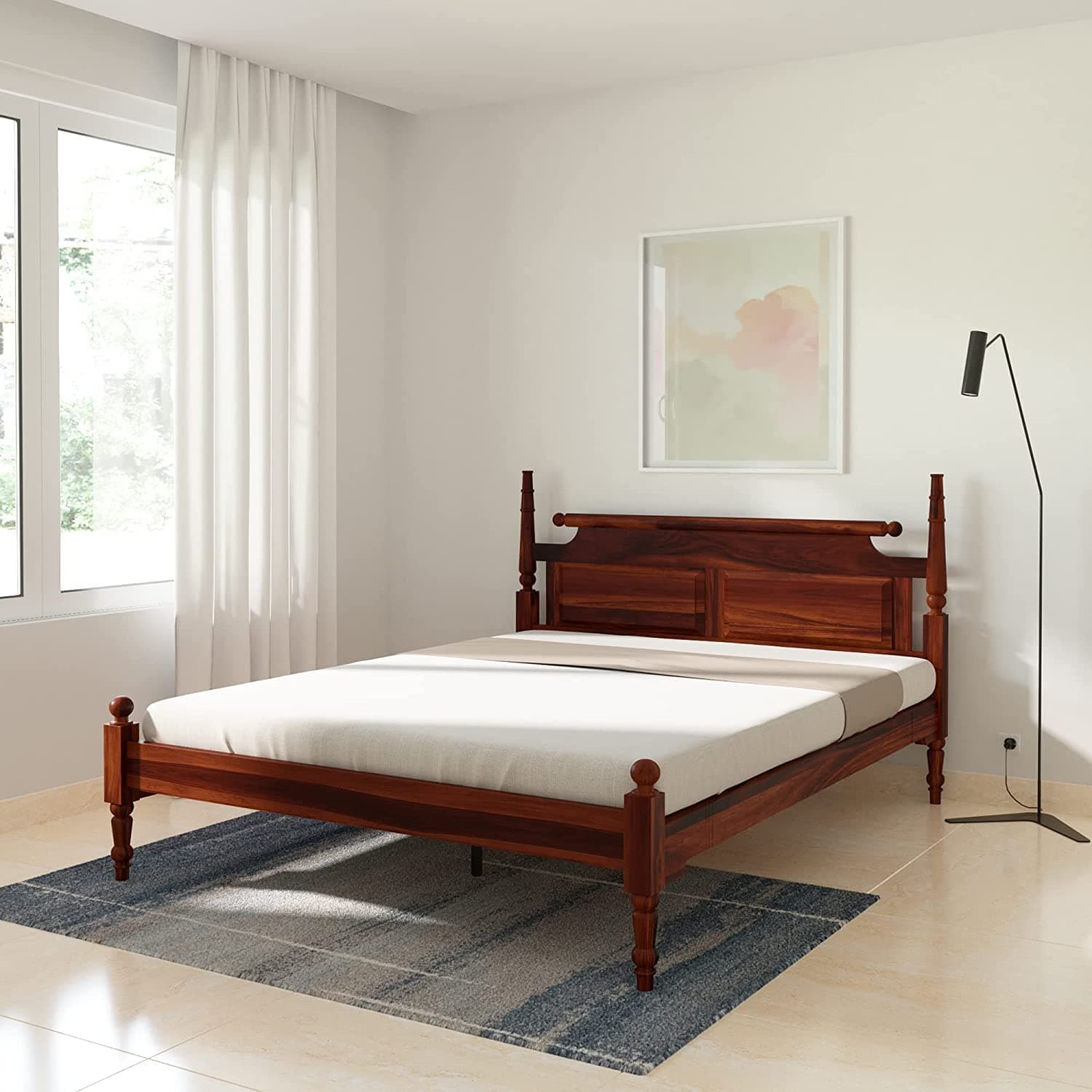 RADHIKA ENTERPRISES Solimo Nexter Sheesham Wood Poster Queen Bed Without Storage.