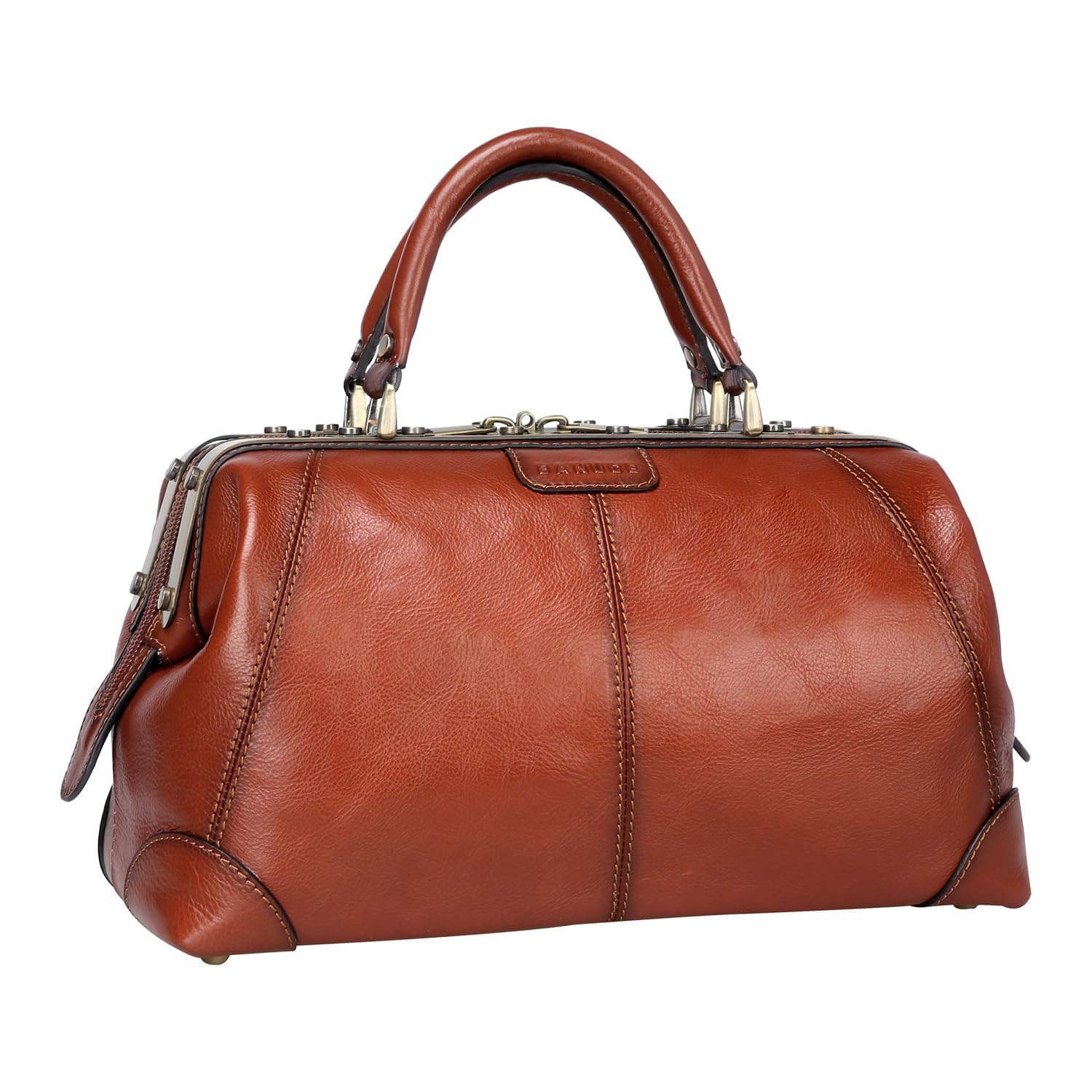 Banuce Stylish Full Grain Italian Vegetable Tanned Leather Purses and Handbags for Women Satchel Doctor Bag Ladies Work Bag