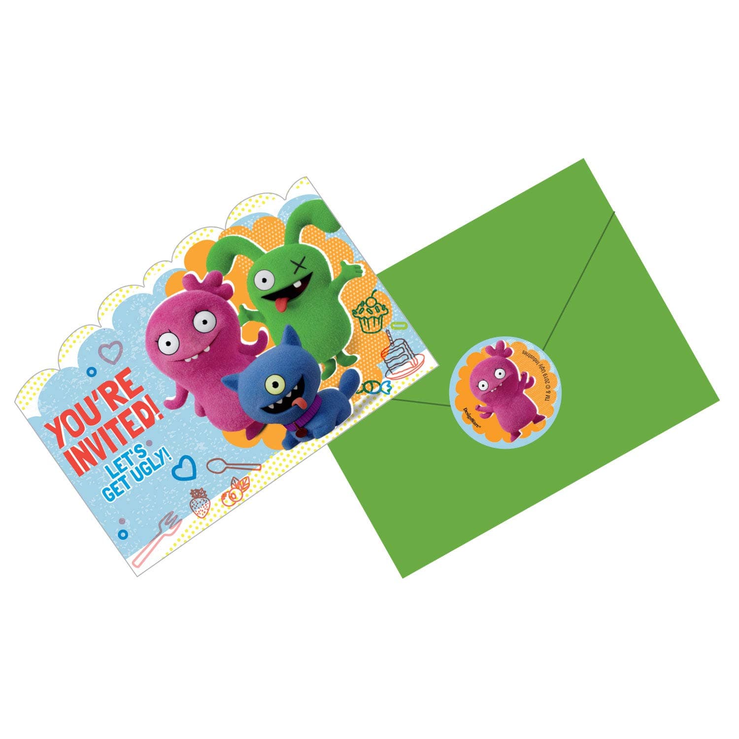amscan 490167 Ugly Dolls Movie Postcard Invitations and Envelopes with Stickers Theme-8 pcs