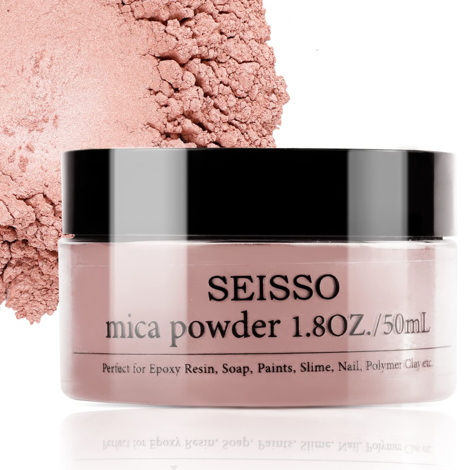 SEISSO Rose Gold Mica Powder Pigment - Natural Mica Powder for Epoxy, Huge 50 Gram/ 1.76 Ounce Bottle, Epoxy Resin Crafting Dye, Soap Making Supply, for Bath Bomb Acrylics Paints Slime Nail Polish