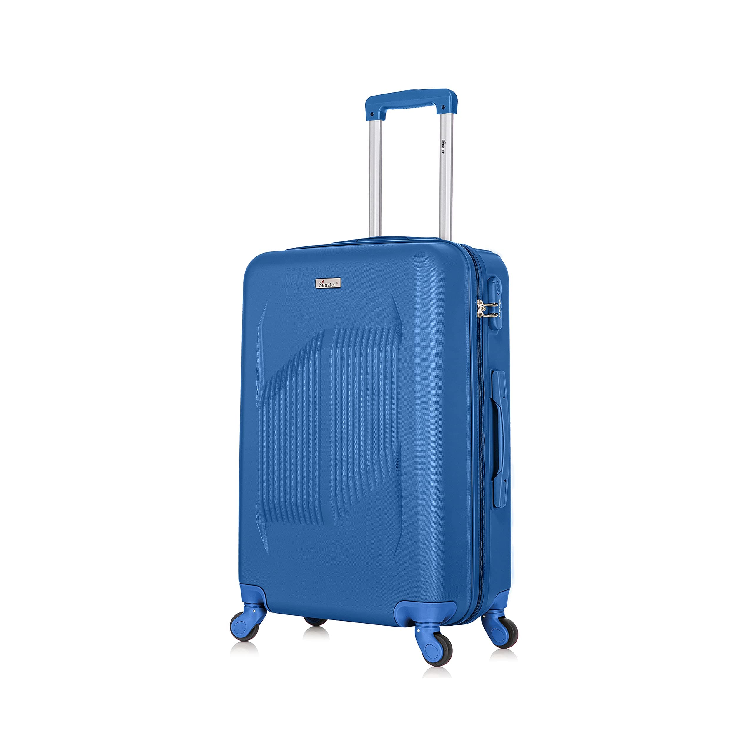 Senator Lightweight Durable ABS Suitcase Hard Shell Travel Luggage Trolley with 4 Quite Spinner Wheels and Combination Lock KH1085 (Checked Luggage 24-Inch, Pearl Blue)