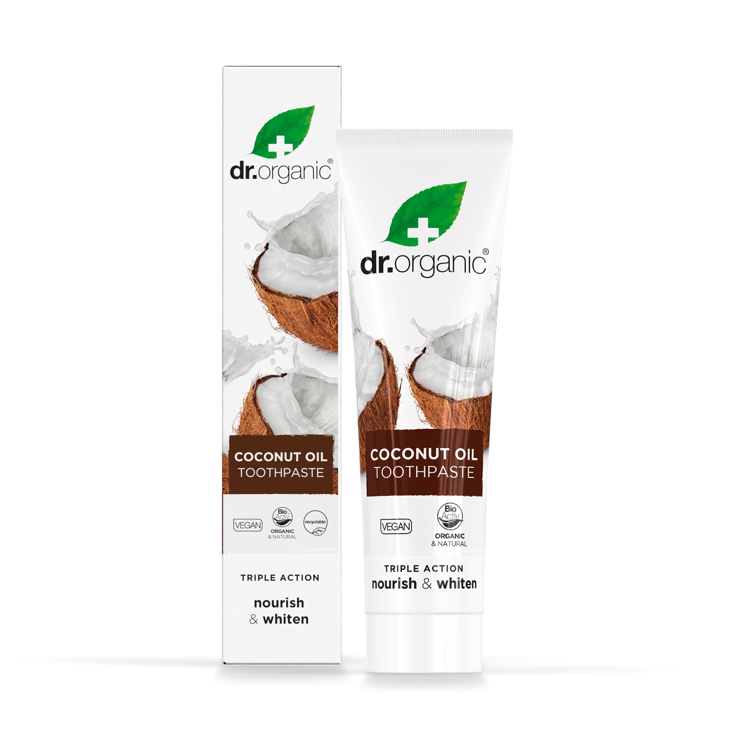 Dr Organic Coconut Oil Toothpaste, Whitening, Natural, Mens, Womens, Natural, Vegan, Cruelty-Free, Paraben & SLS-Free, Organic, 100ml, Packaging May Vary