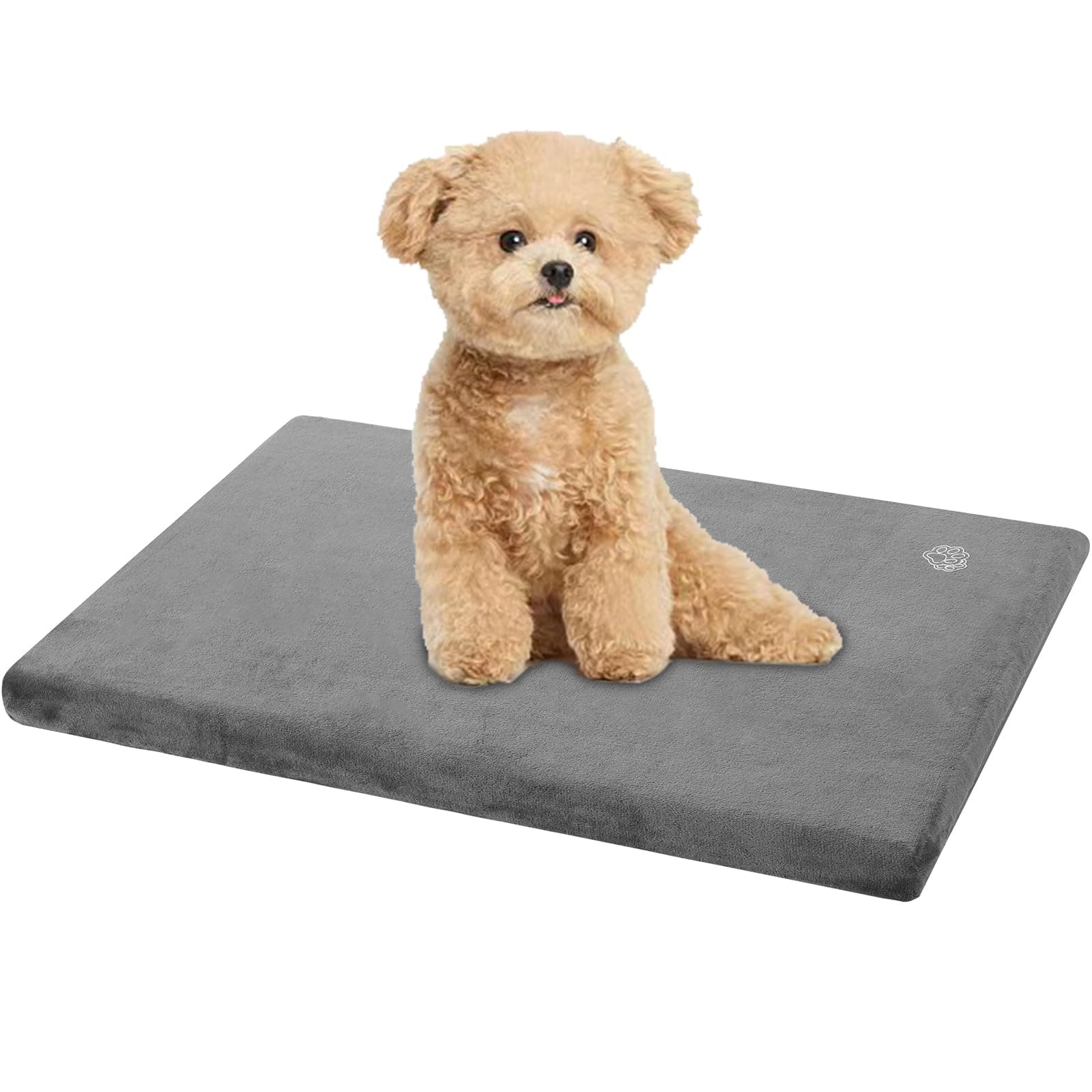 EMPSIGN Stylish Dog Bed Mat Dog Crate Pad Mattress Reversible (Cool & Warm), Water Proof Linings, Removable Machine Washable Cover, Firm Support Pet Crate Bed for Small to XX-Large Dogs, Grey