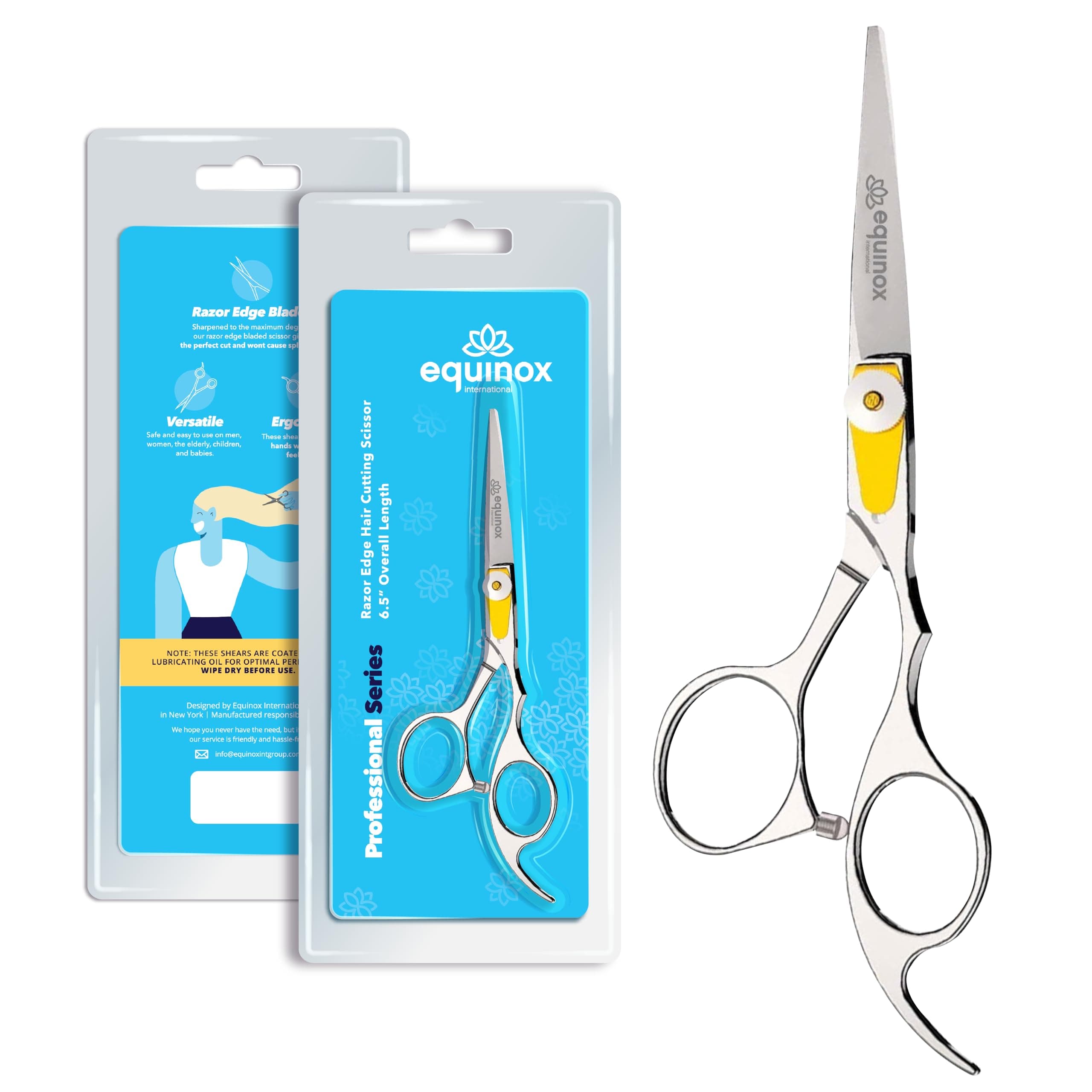 Equinox Professional Scissors Razor Edge Series - Barbershop Japanese Stainless Steel Hair Scissors - Shaving Scissors and Scissors