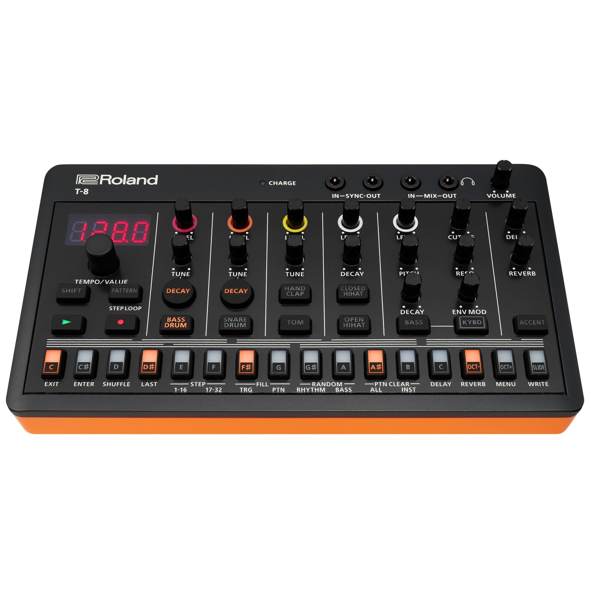 AIRA Compact T-8 BEAT MACHINE | Ultra-Portable Rhythm and Bass Machine with Genuine Roland Sounds | TR-REC Drum Sequencer | Six Rhythm Tracks | Built-in Effects | USB and MIDI Connectivity