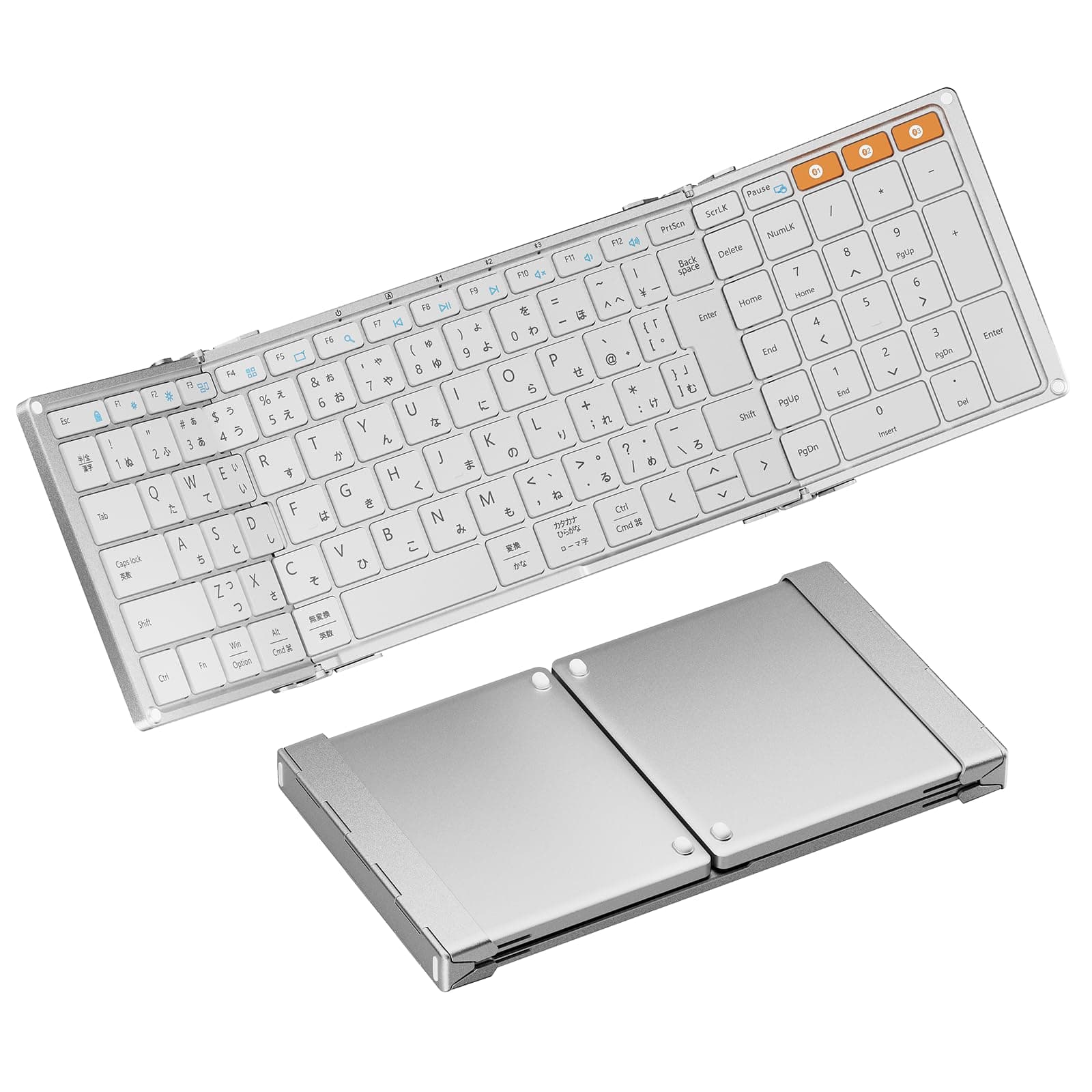 ProtoArc XK01 Folding Keyboard, Bluetooth, Wireless, Thin, Lightweight, iPad Keyboard, Connects to 3 Devices Simultaneously, Full Size, Numeric Keypad Included, Standard Japanese Layout, Type-C