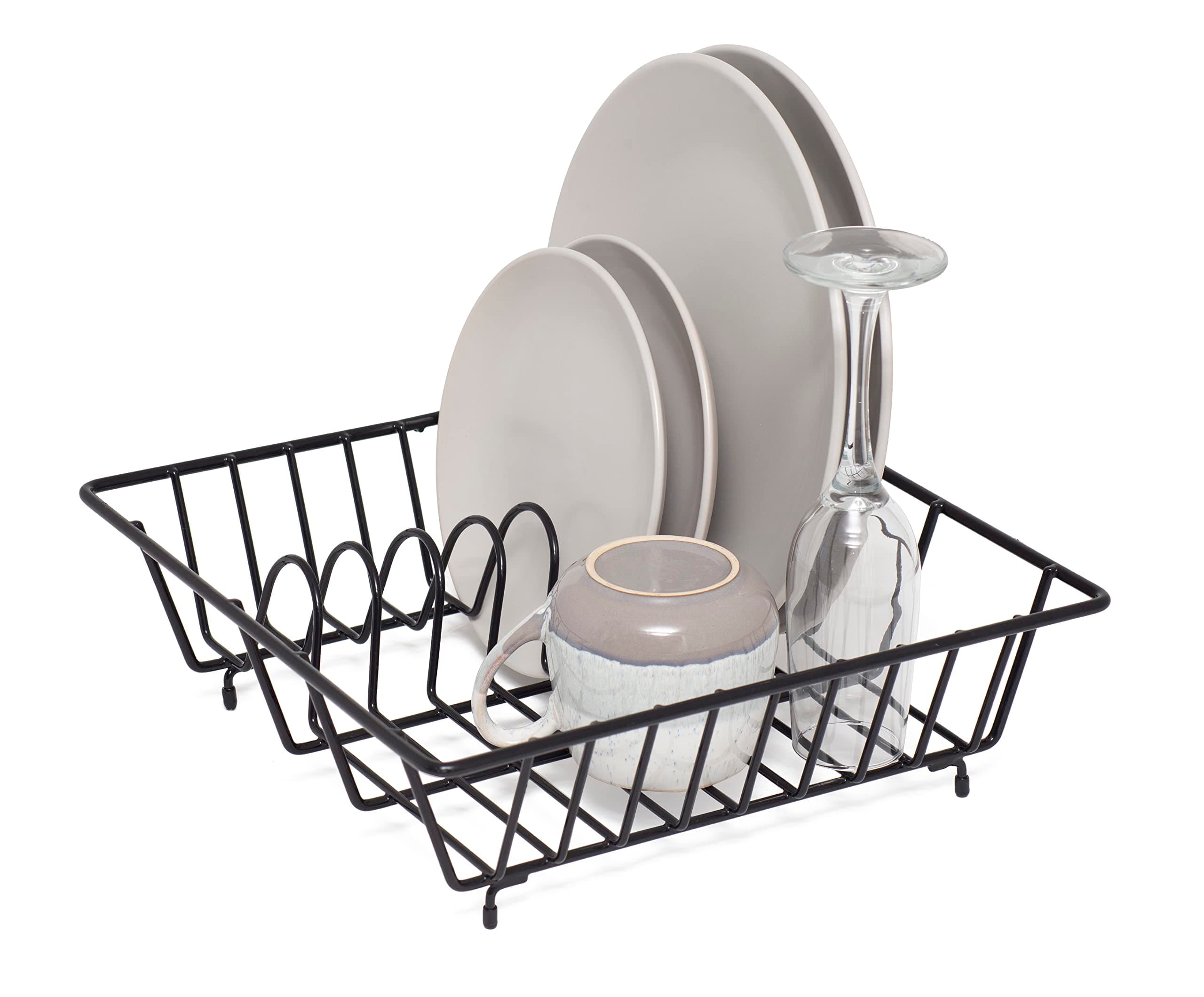 Square Dish Drainer – Plate Drying Rack – Black