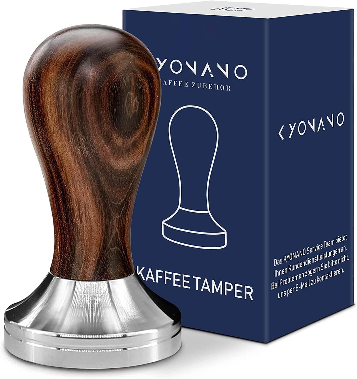 Espresso Accessories - 51mm Coffee Tamper - Espresso Tamper 51mm - Espresso Press Tamper- Espresso Hand Tamper with Stainless Steel Base and Chacate Preto Wooden Handle