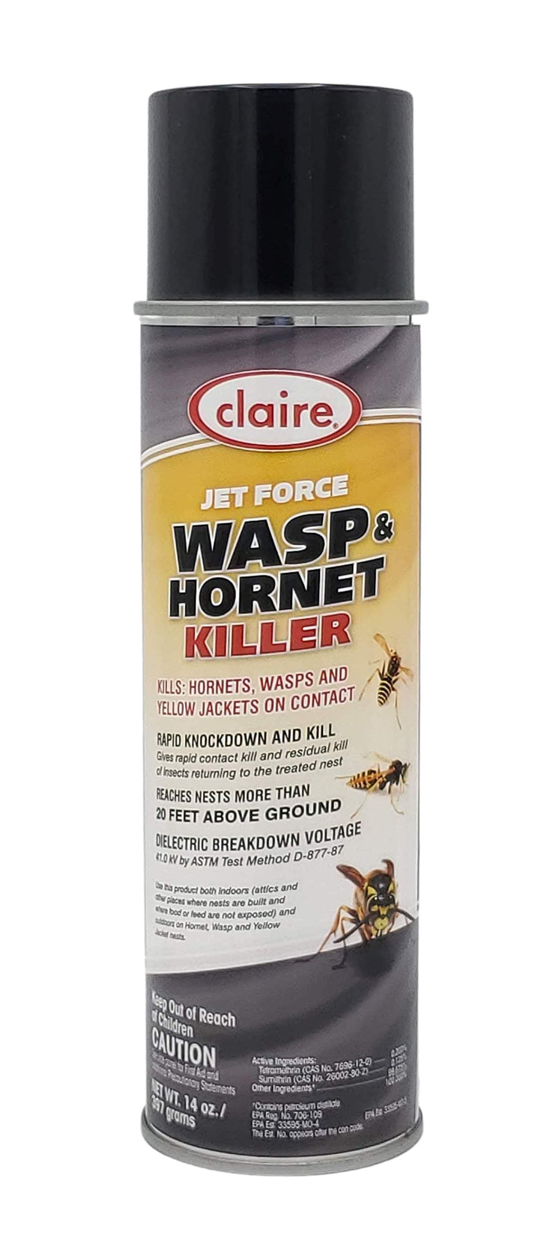 Claire CL005-1pk Jet Force Wasp & Hornet Killer; 14 oz. can, 1 Count, yellow & gray