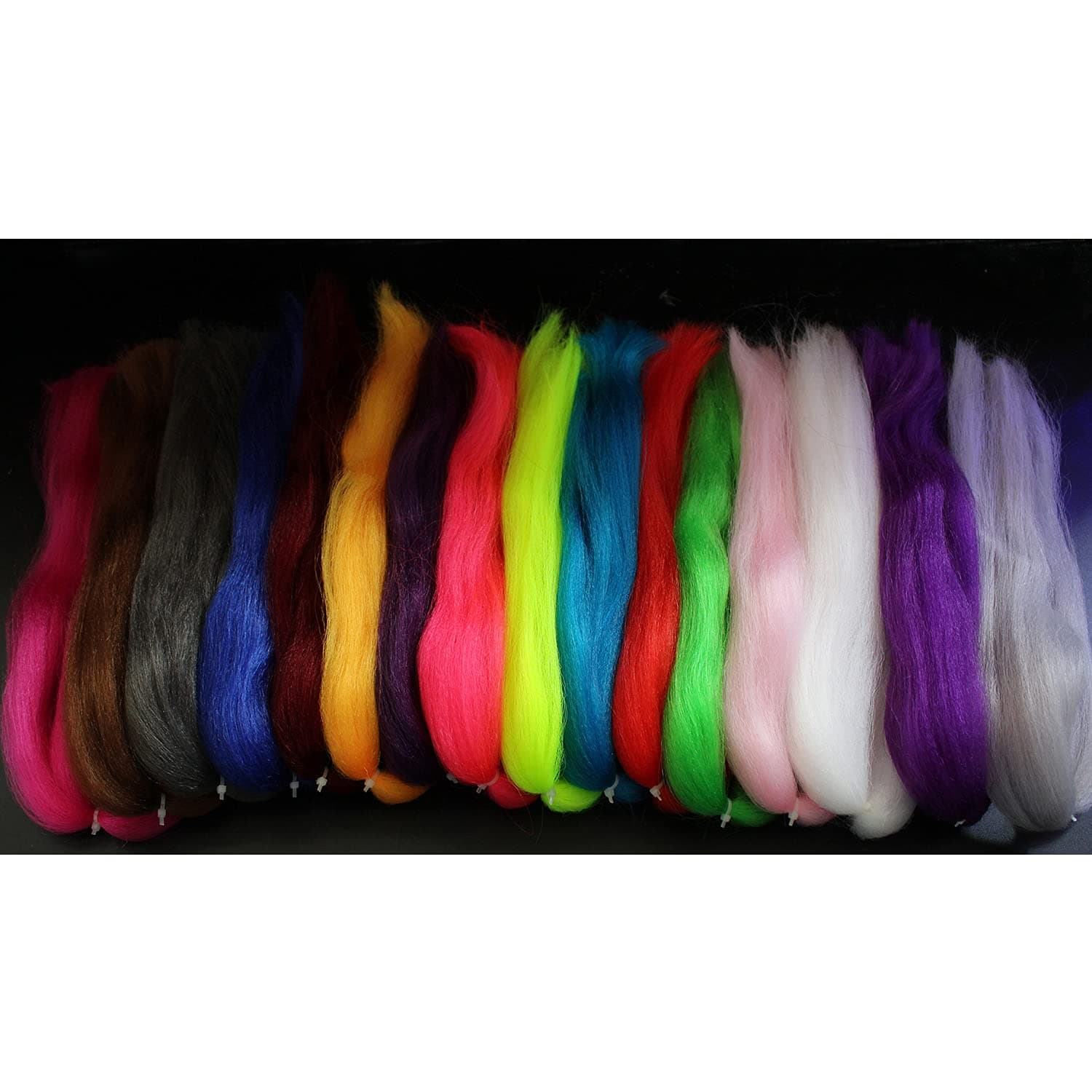 16 Colors Synthetic Fiber Large Hank Super Hair Fly Tying Bucktail Jig Lure Making Materials