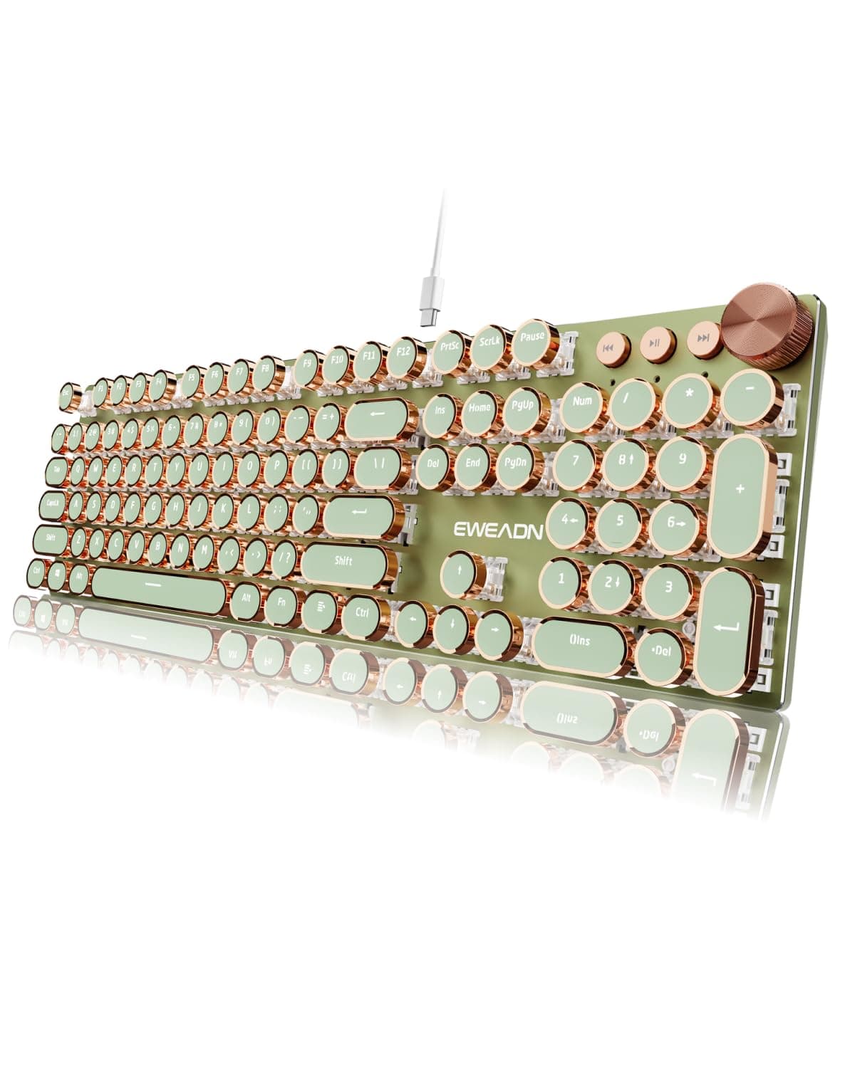 EWEADN Mechanical Gaming Keyboard Typewriter Style Switch LED Backlight Media Control Button