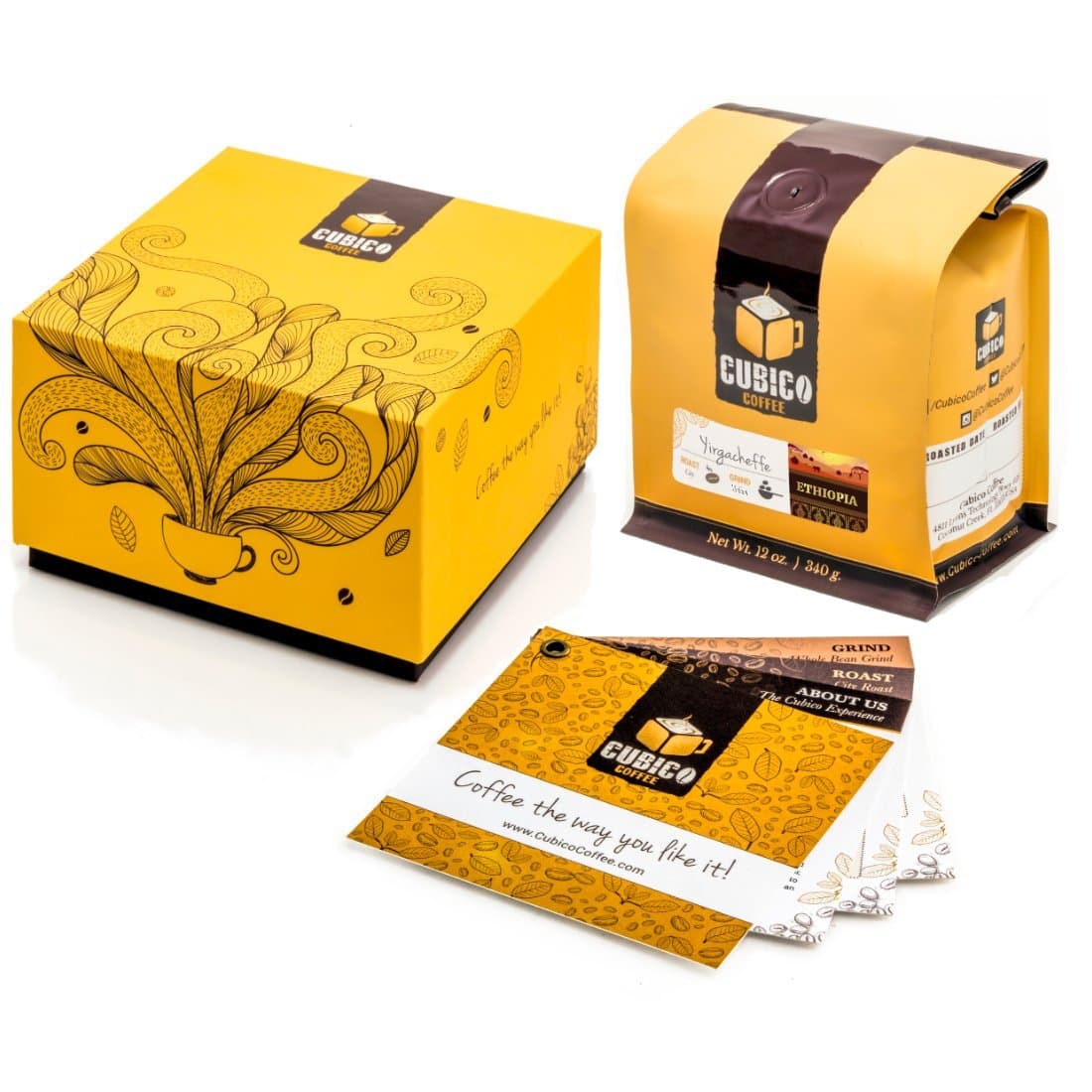 Ethiopia Yirgacheffe Coffee - Ground Coffee - Freshly Roasted Coffee - Cubico Coffee - 12 Ounce (Single Origin Ethiopian Coffee) - Gift Box