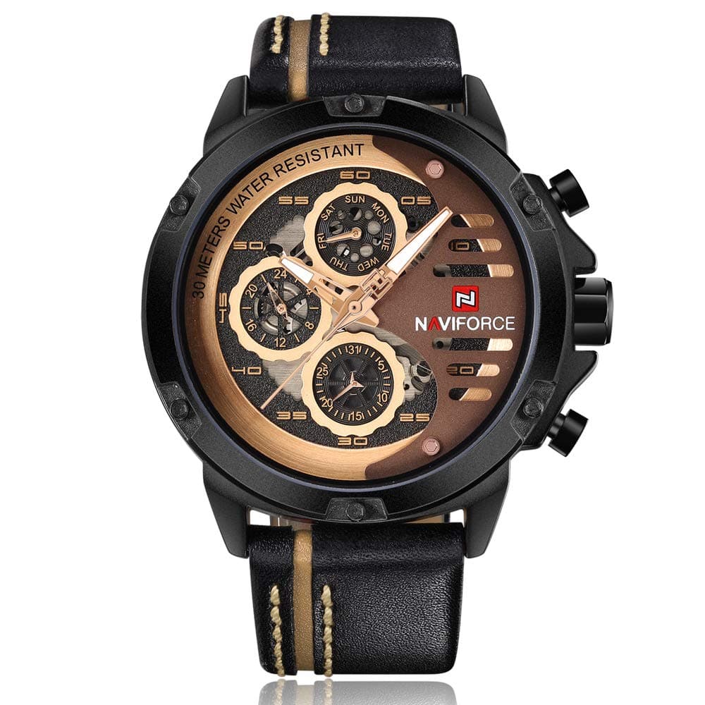 Men's Sport Military Watches Waterproof Analog Quartz Watch Date Multifunction Leather Army Wristwatch