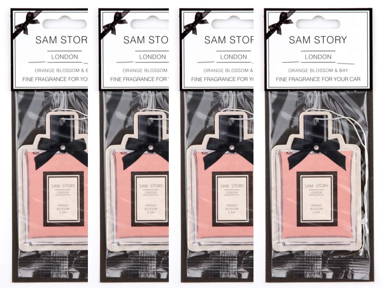 Orange Blossom and Bay Car Air Freshener Pack of 4 - MADE IN BRITAIN - Now With FREE Extra Car Air Freshener Sample!