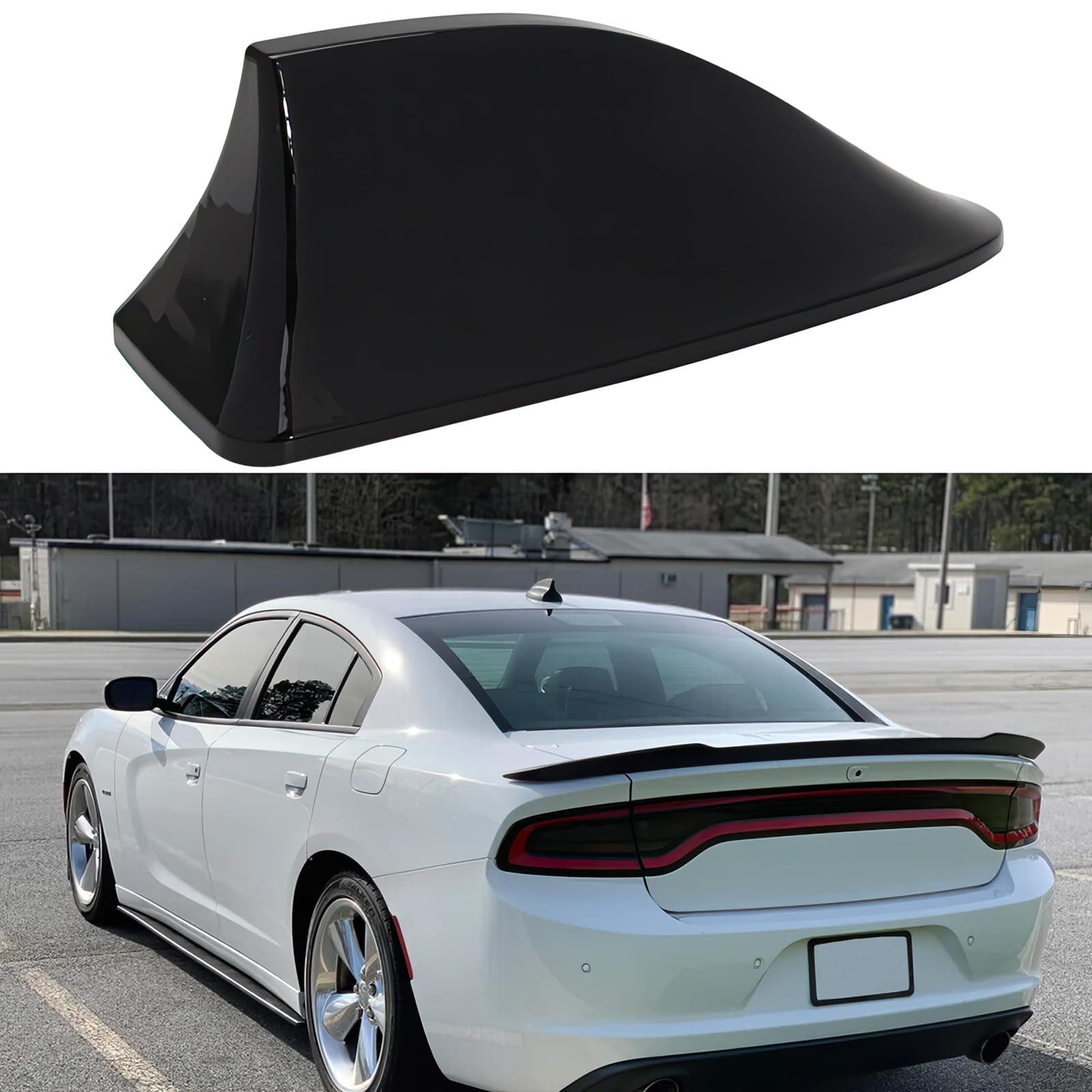 Shark Fin Antenna Cover for Car, AM/FM Radio Signal Roof Aerial Decoration, Vehicle Shark Fin Shape Cover with Adhesive Tape, Replacement for SUV Truck Van Most Auto Cars