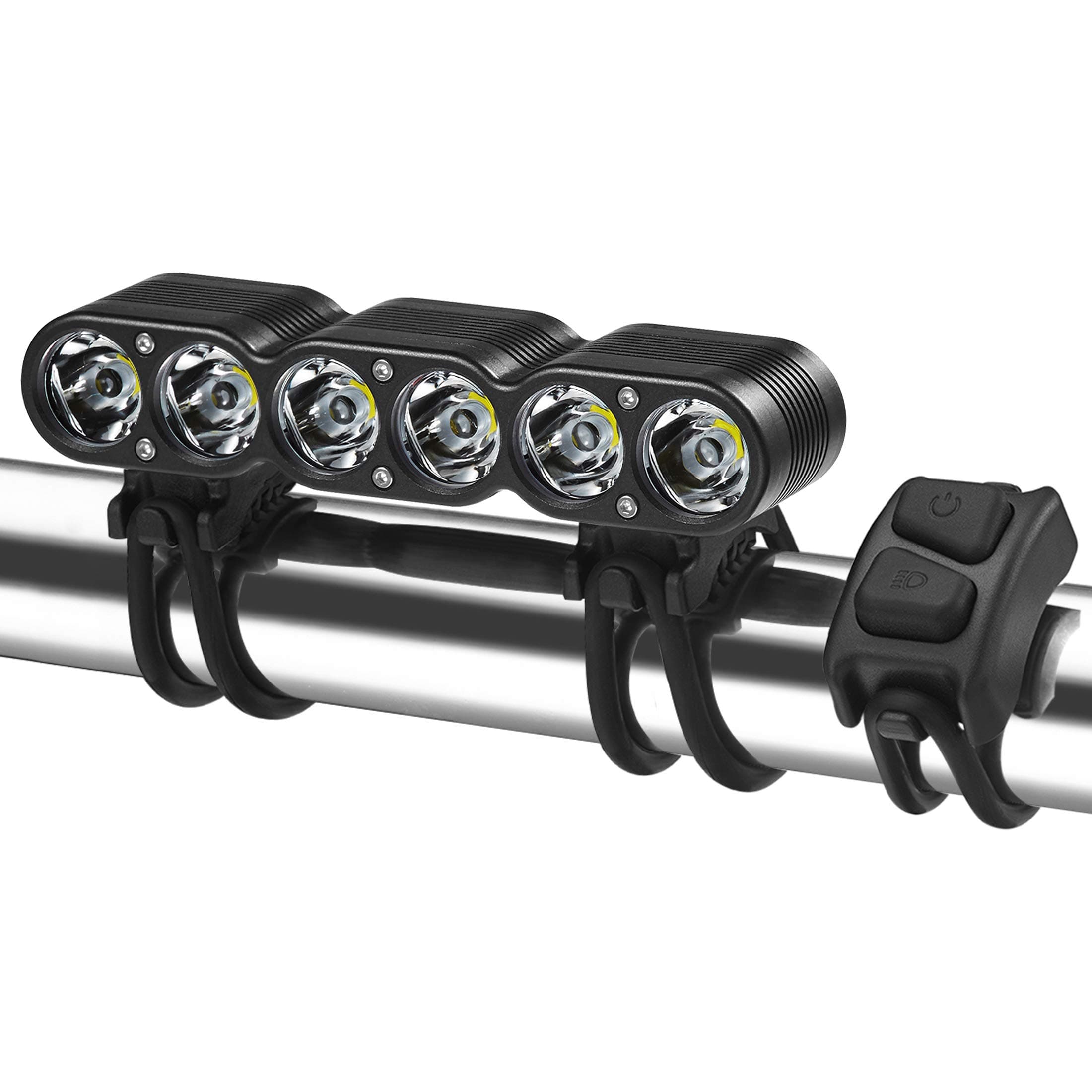 Gemini Titan 2500 USB Rechargeable Front Bike Light, Road & Mountain Bicycle LED Headlight, OLED Screen Display, Programmable Modes, Wireless Remote, 1-Year Warranty