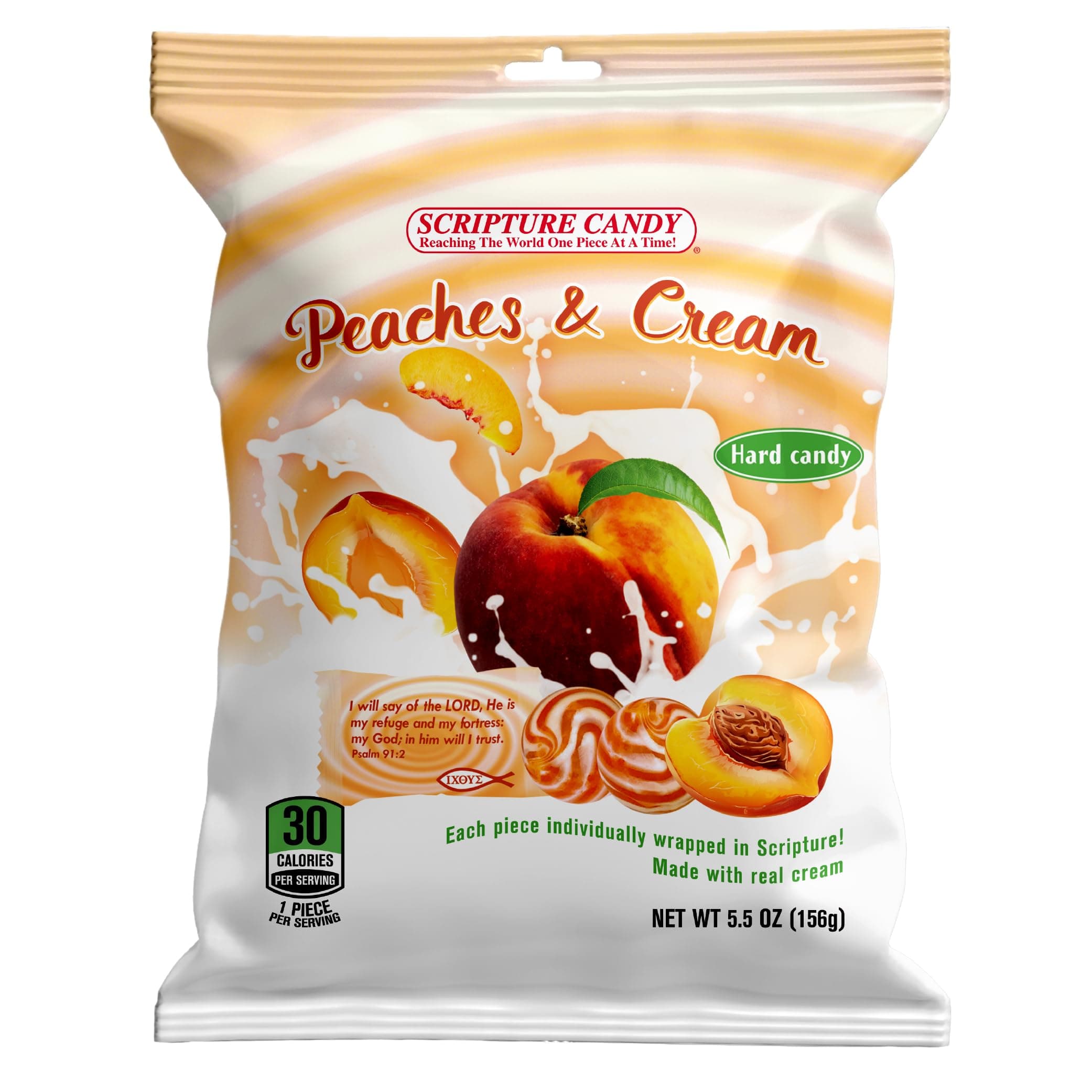 Peaches & Cream Hard Candy 5.5oz Bag, 25 Pieces