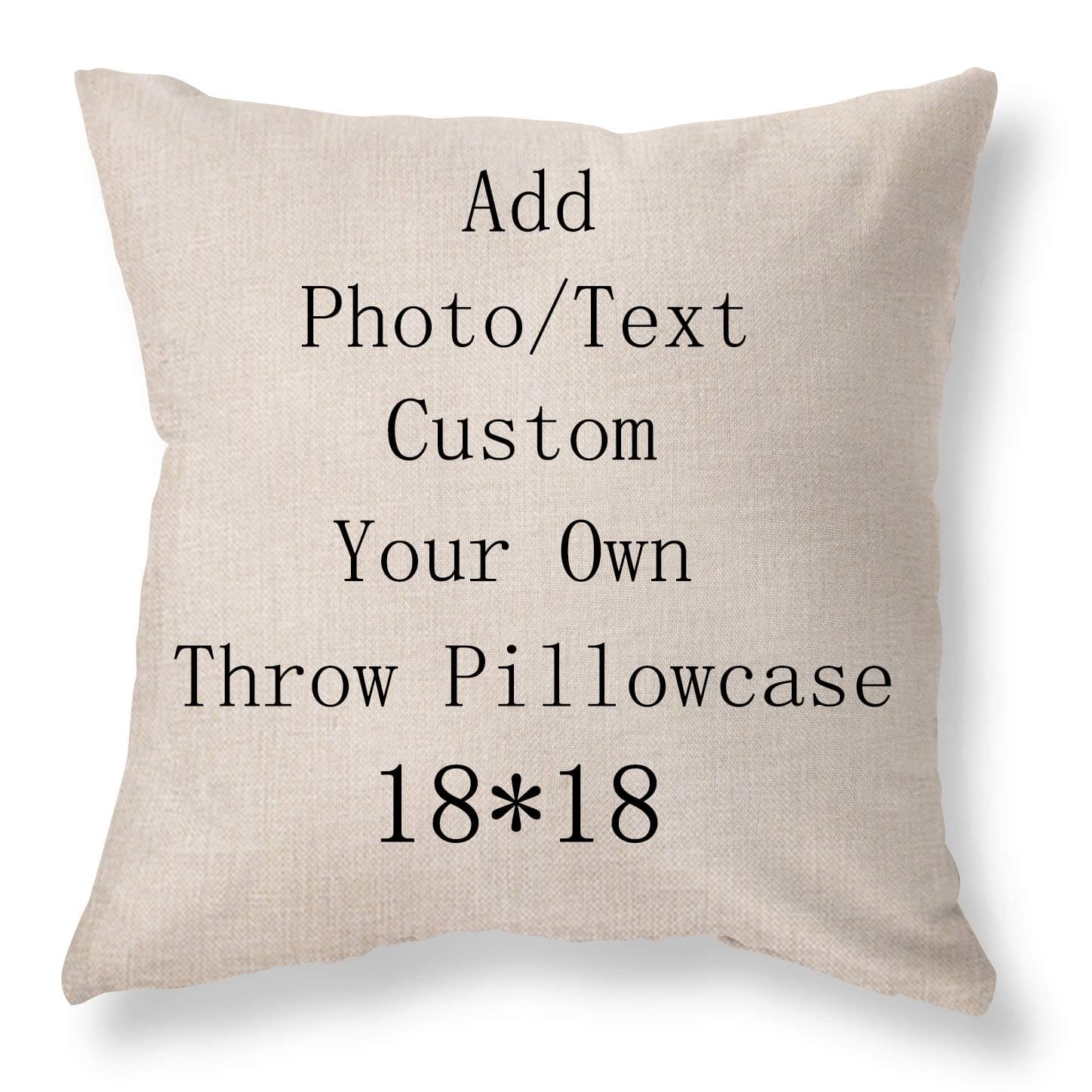 Custom Throw Pillow Covers Gift 18x18 In, Customized Cotton Linen Throw Pillows Cover, Add Photos or Text Design Pet Photo, Love Photo, Wedding Keep Pillow Cover, Birthday Present, Memorial Gifts
